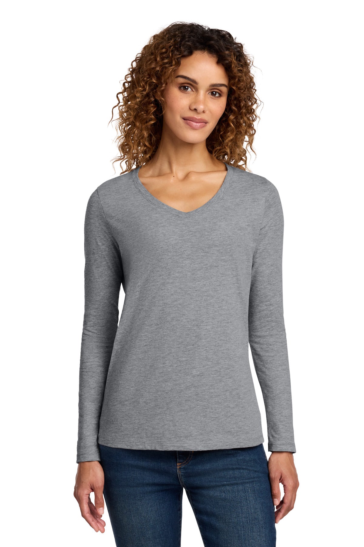Port & Co® Women's Long Sleeve Fan Favorite V-Neck Tee. LPC450VLS - Athletic Heather - XS