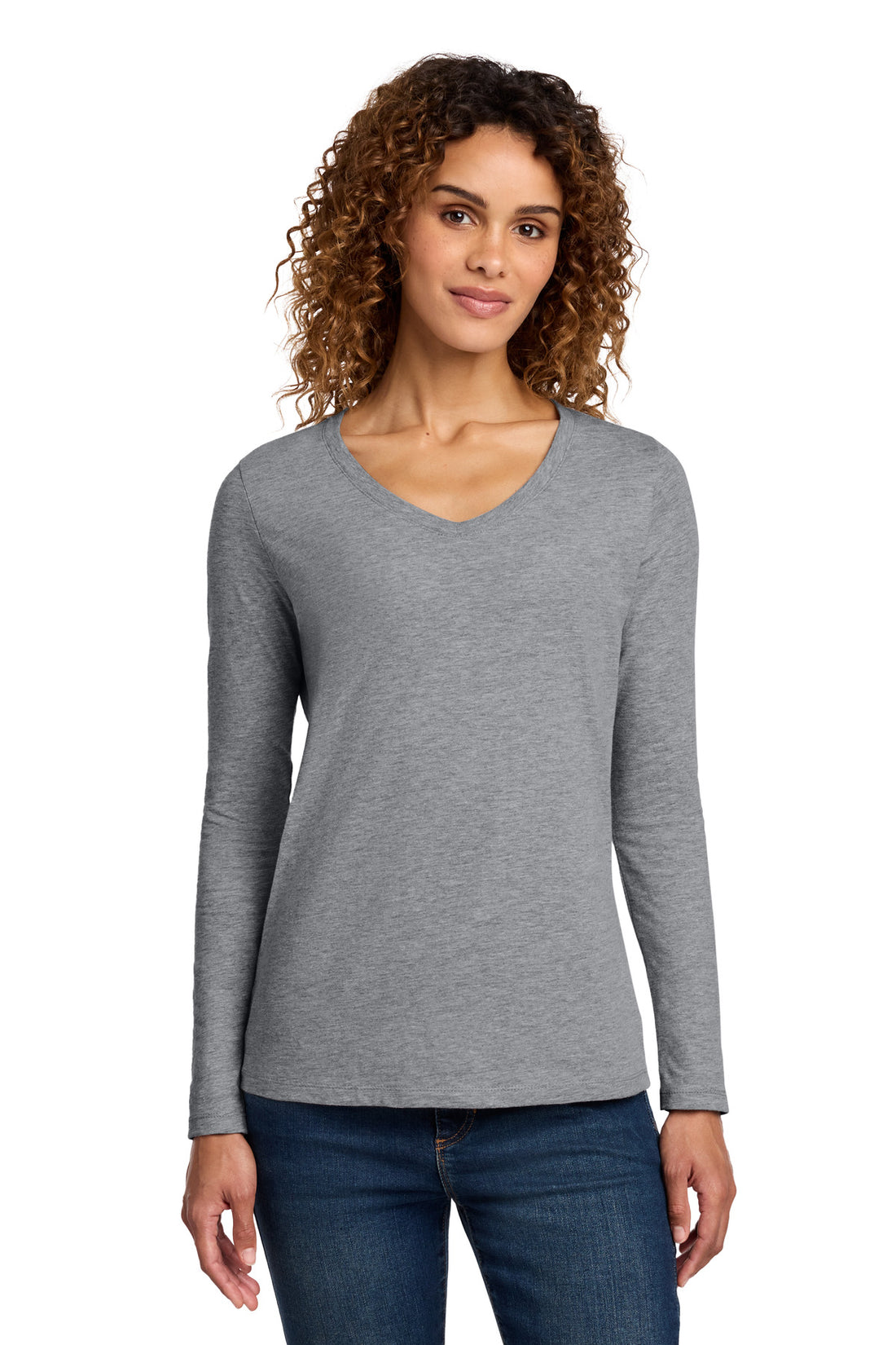 Port & Co® Women's Long Sleeve Fan Favorite V-Neck Tee. LPC450VLS - Athletic Heather - XS