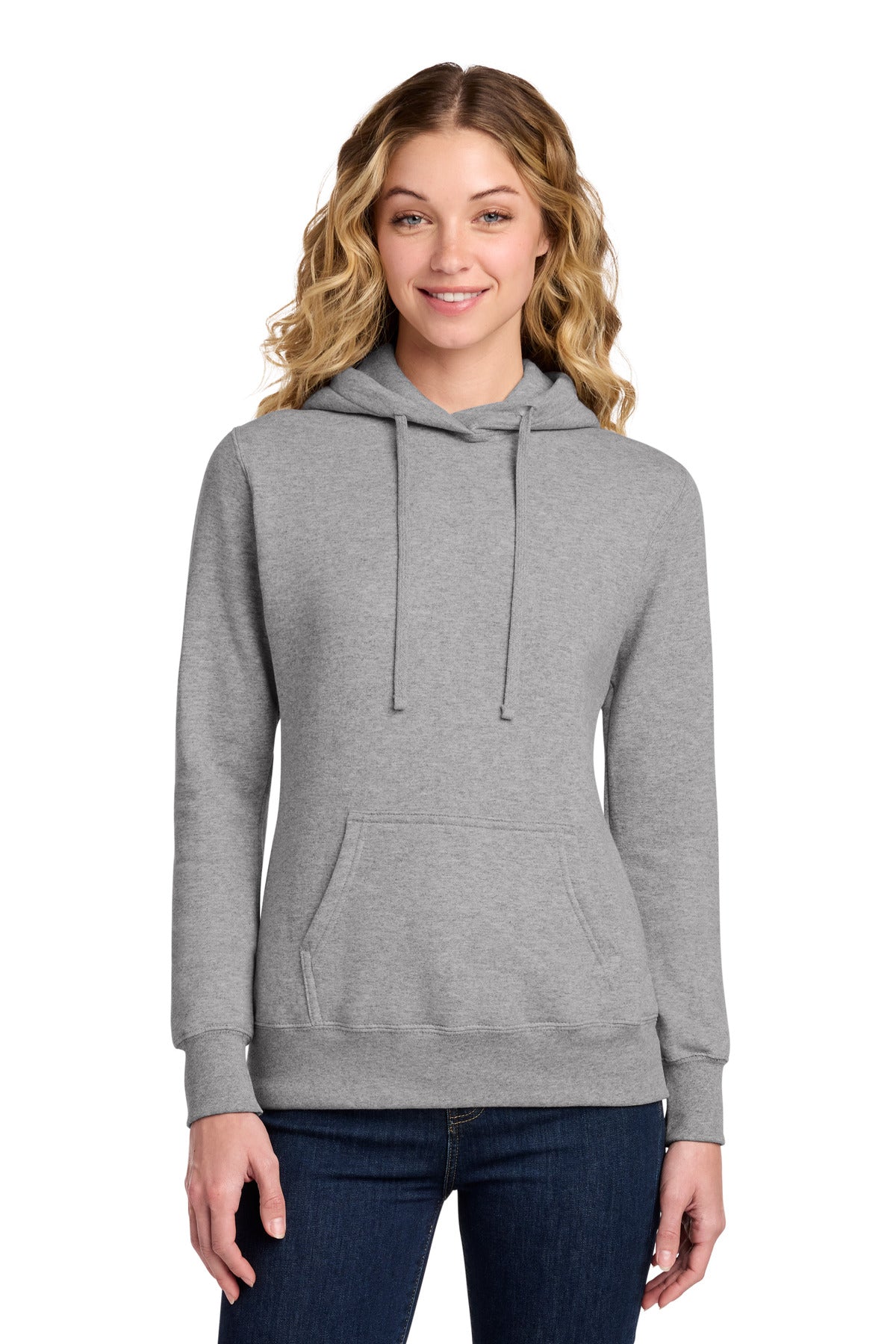 Port & Co® Women's Core Fleece Pullover Hooded Sweatshirt LPC78H - Athletic Heather - XS