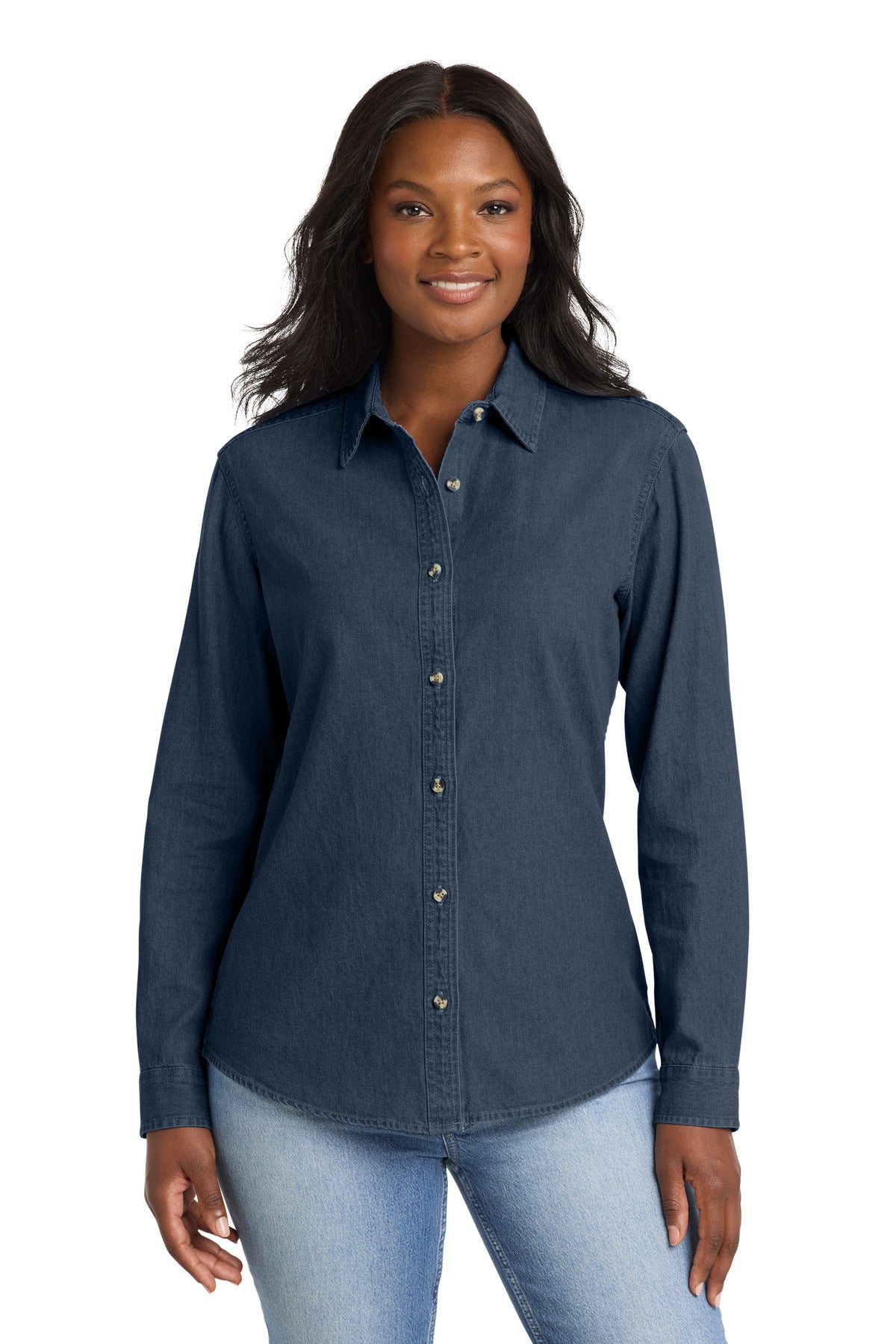 Port & Co® Women's Long Sleeve Value Denim Shirt.  LSP10