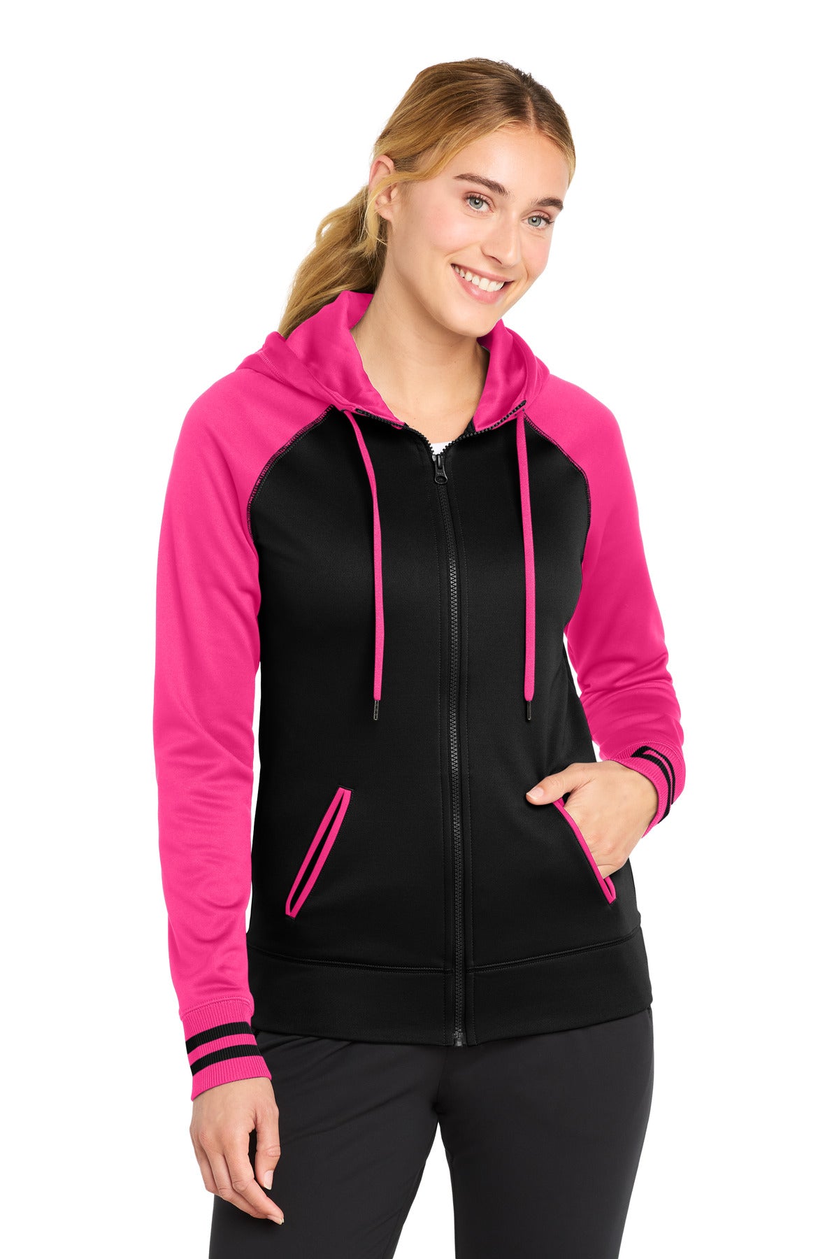 Sport-Tek® Women's Sport-Wick® Varsity Fleece Full-Zip Hooded Jacket. LST236