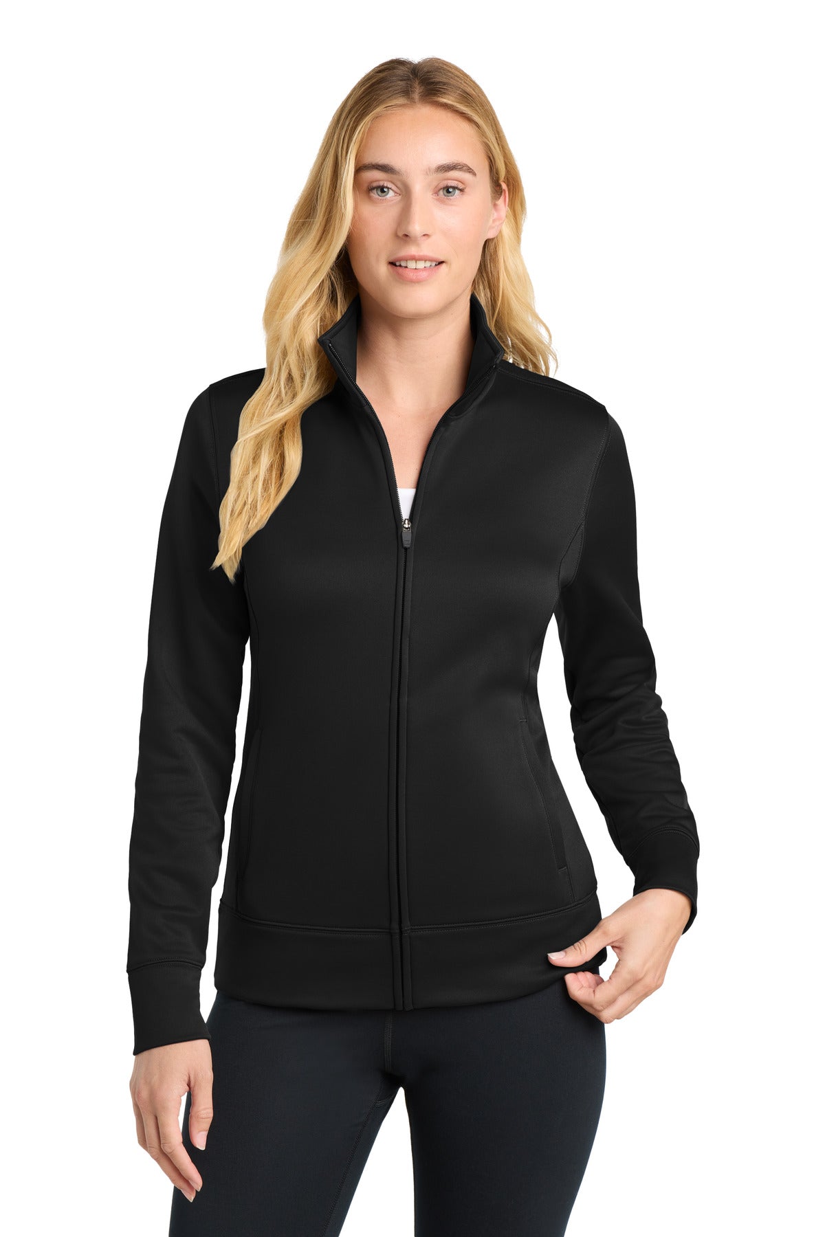 Sport-Tek® Women's Sport-Wick® Fleece Full-Zip Jacket.  LST241 - Black - XS