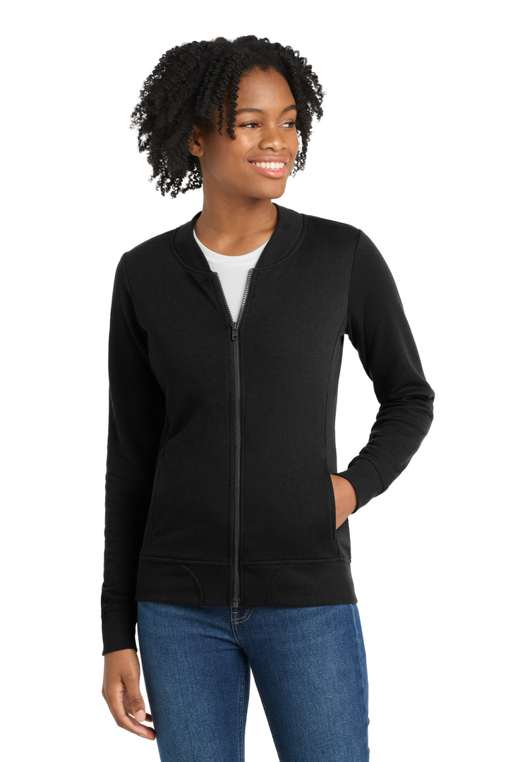 Sport-Tek ® Women's Lightweight French Terry Bomber LST274 - Black - XS