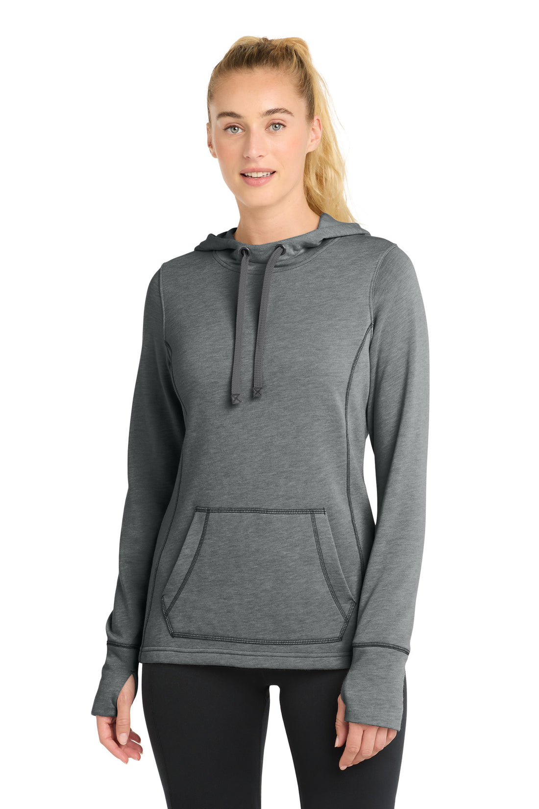 Sport-Tek ® Women's PosiCharge ® Tri-Blend Wicking Fleece Hooded Pullover. LST296
