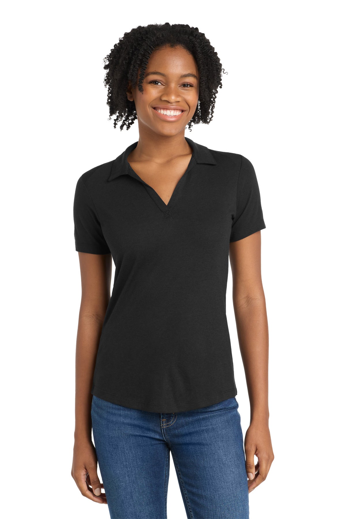 Sport-Tek ® Women's PosiCharge ® Tri-Blend Wicking Polo. LST405 - Black Triad Solid - XS
