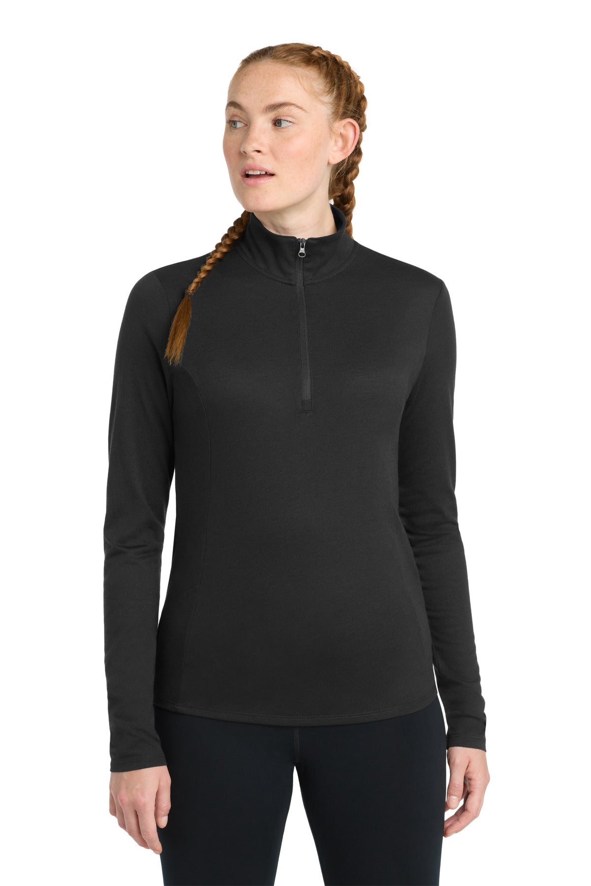 Sport-Tek ® Women's PosiCharge ® Tri-Blend Wicking 1/4-Zip Pullover. LST407 - Black Triad Solid - XS