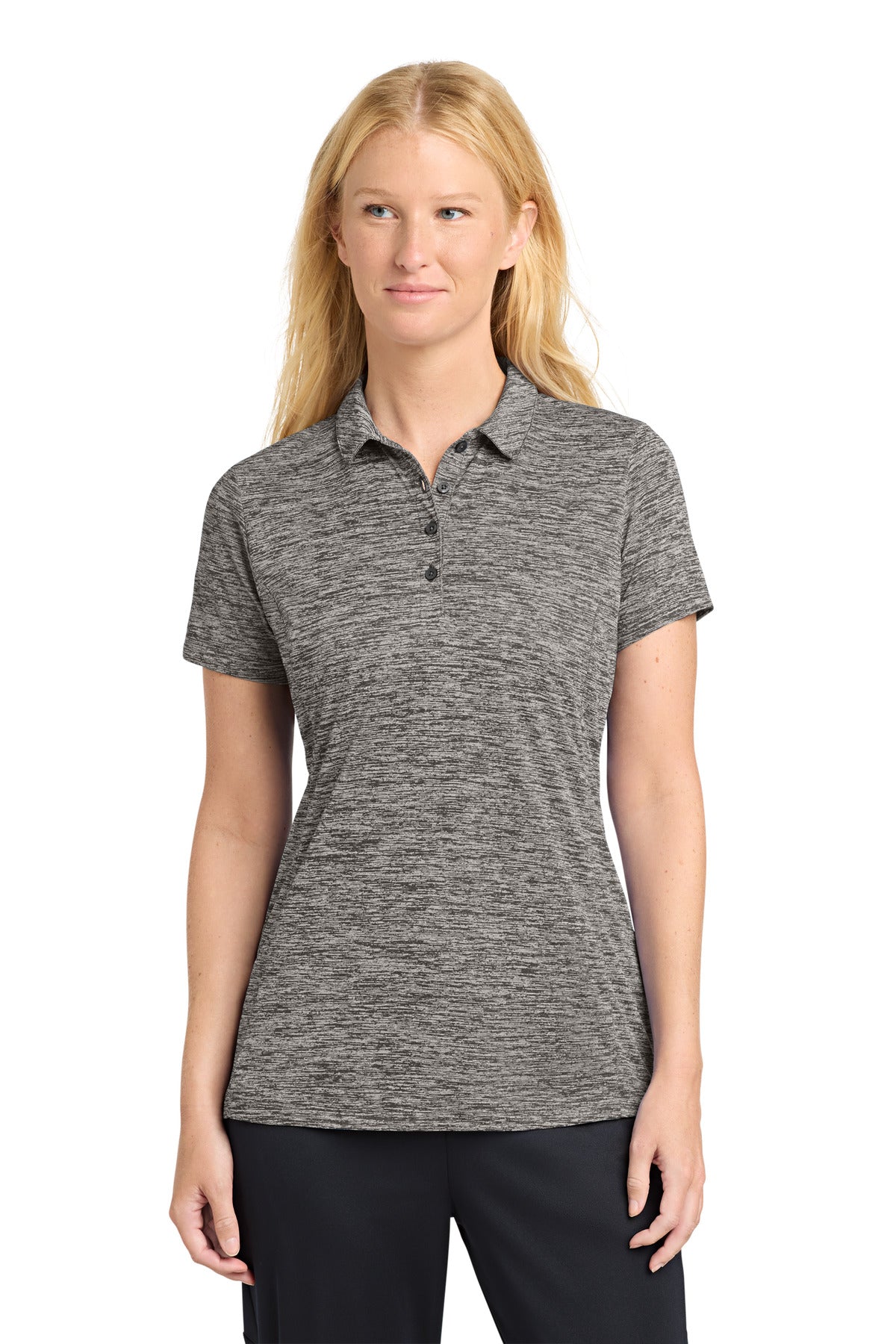 Sport-Tek ® Women's PosiCharge ® Electric Heather Polo. LST590 - Black Electric - XS
