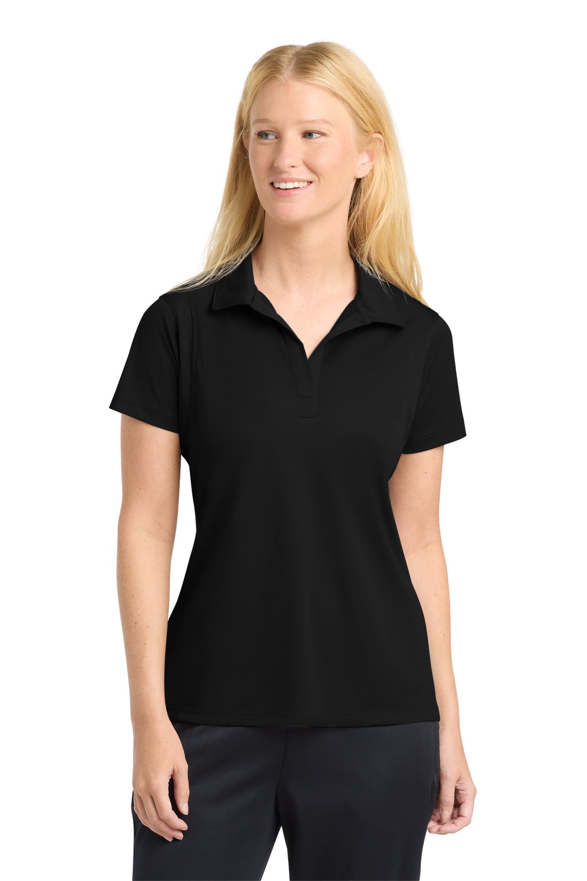 Sport-Tek® Women's Micropique Sport-Wick® Polo. LST650 - Black - XS