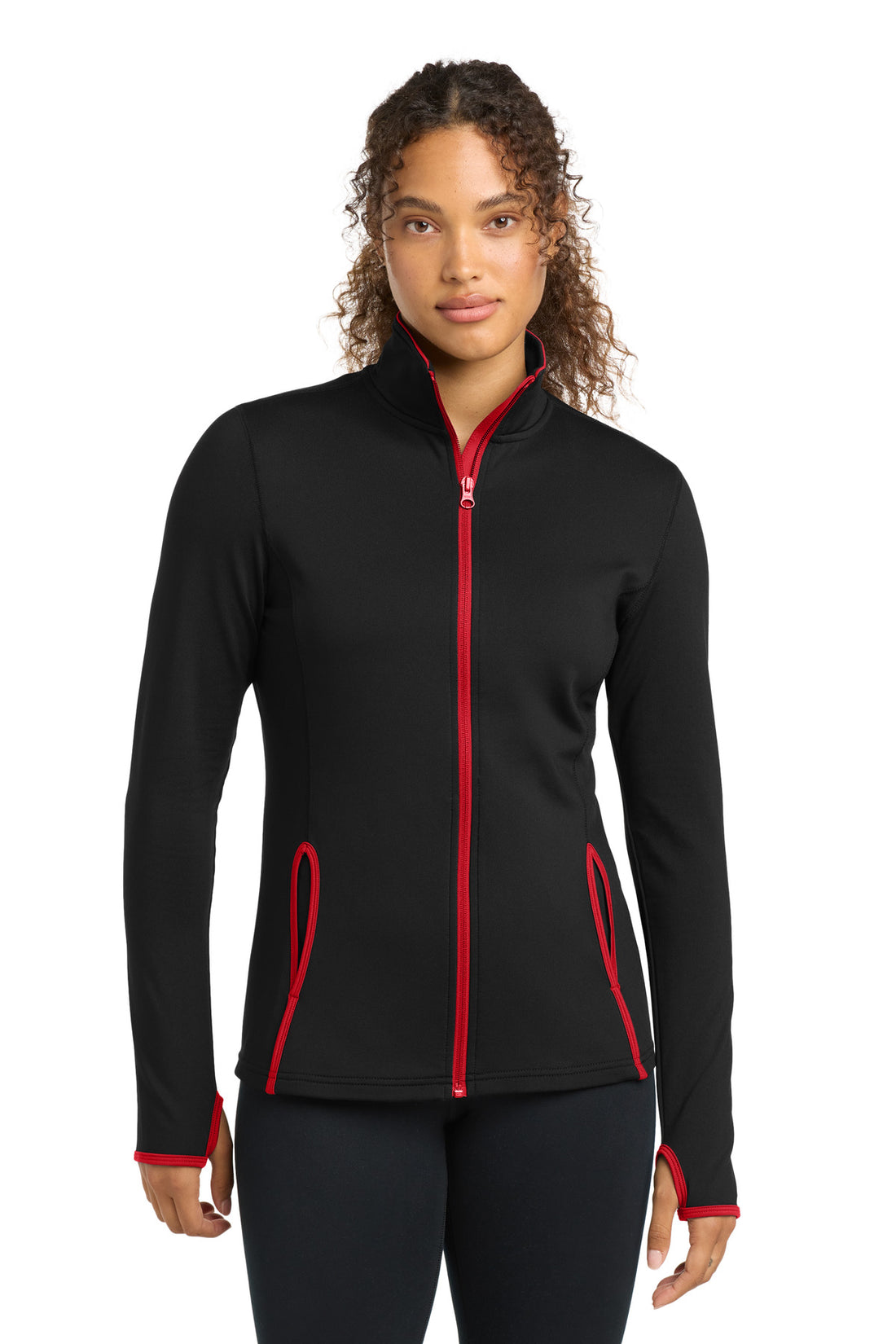 Sport-Tek® Women's Sport-Wick® Stretch Contrast Full-Zip Jacket.  LST853