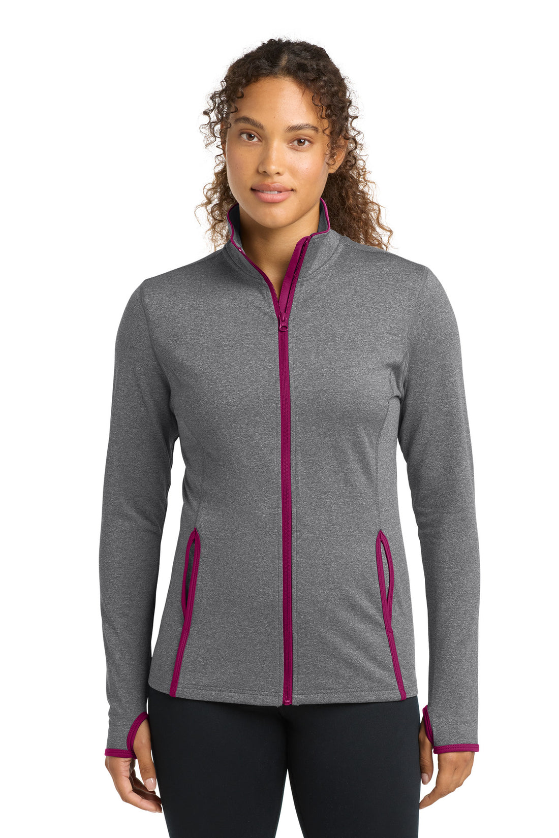 Sport-Tek® Women's Sport-Wick® Stretch Contrast Full-Zip Jacket.  LST853