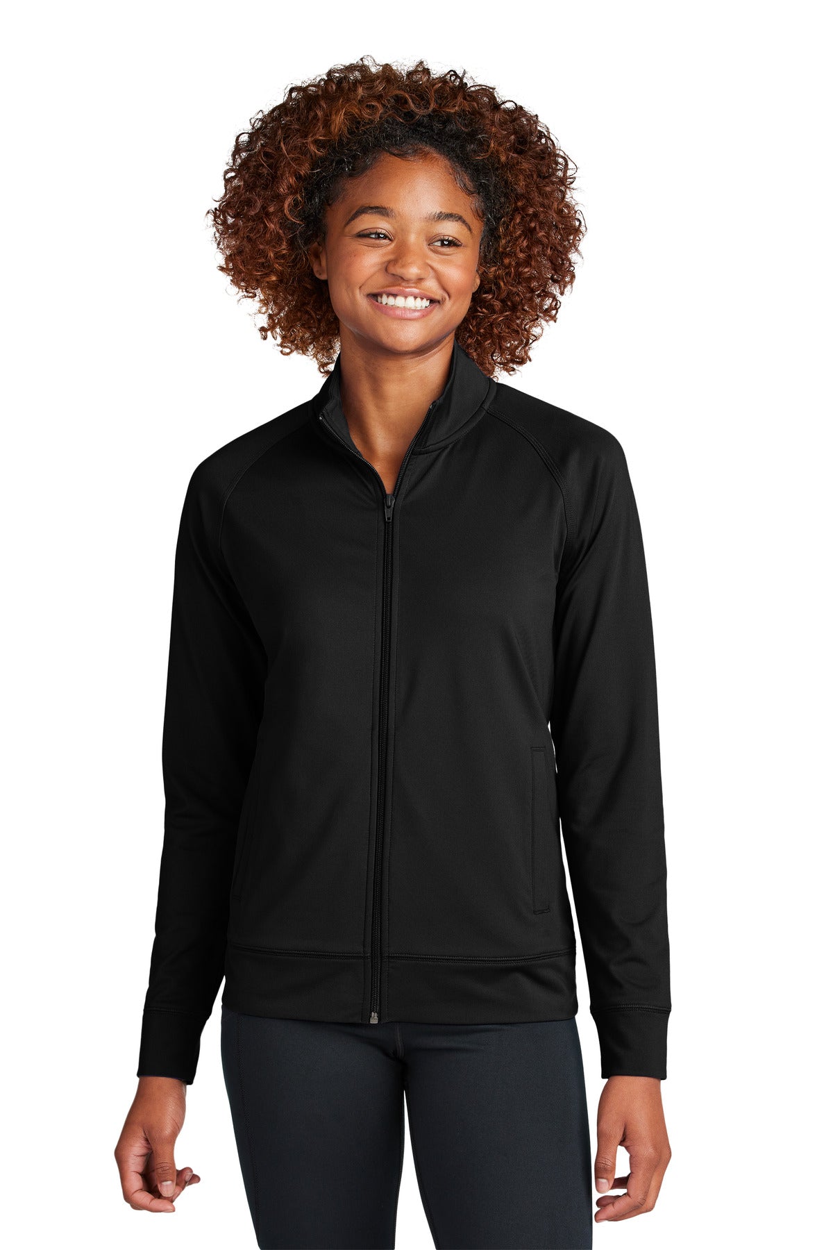 Sport-Tek® Women's Sport-Wick® Stretch Full-Zip Cadet Jacket LST857 - Black - 3XL