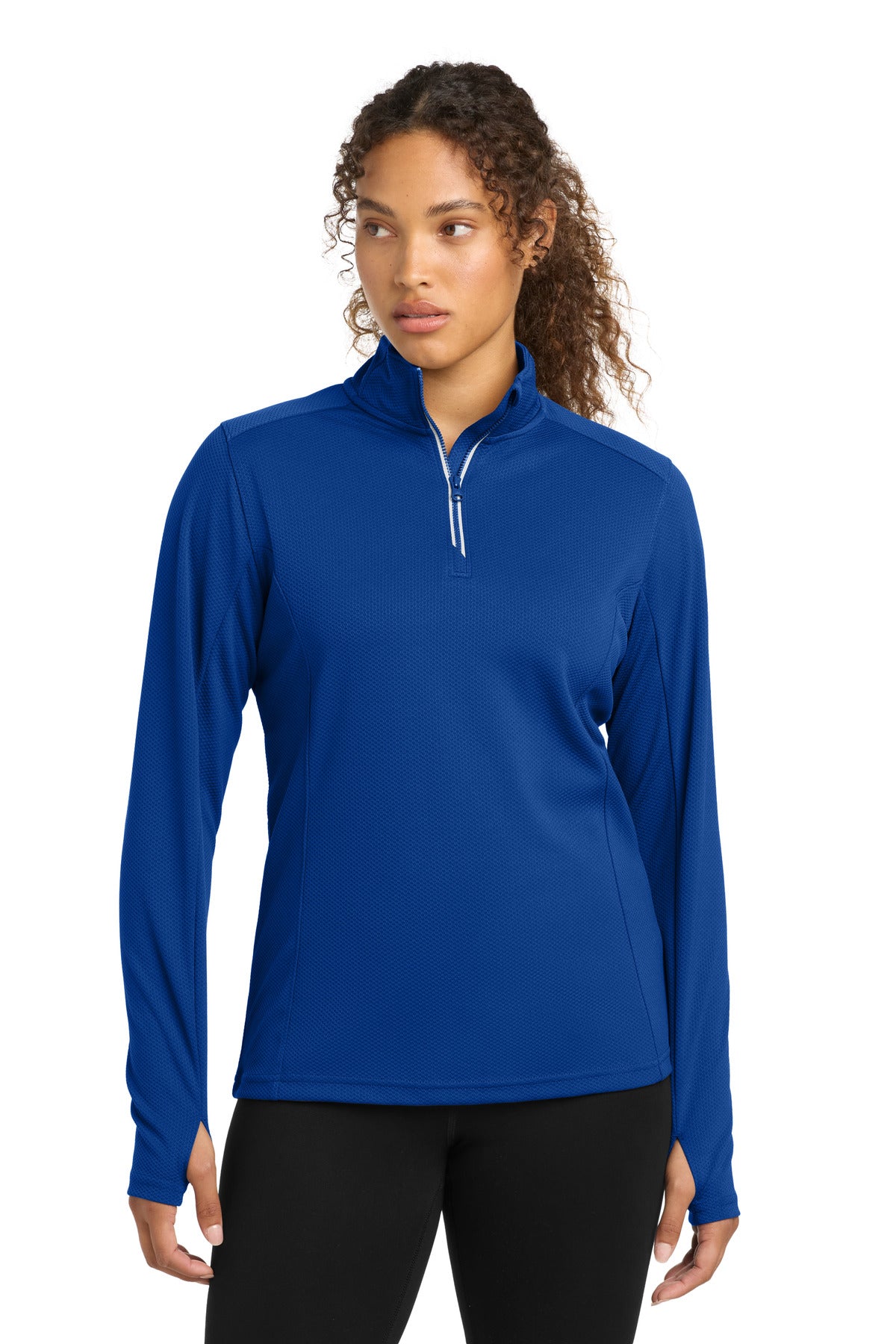 Sport-Tek® Women's Sport-Wick® Textured 1/4-Zip Pullover.  LST860