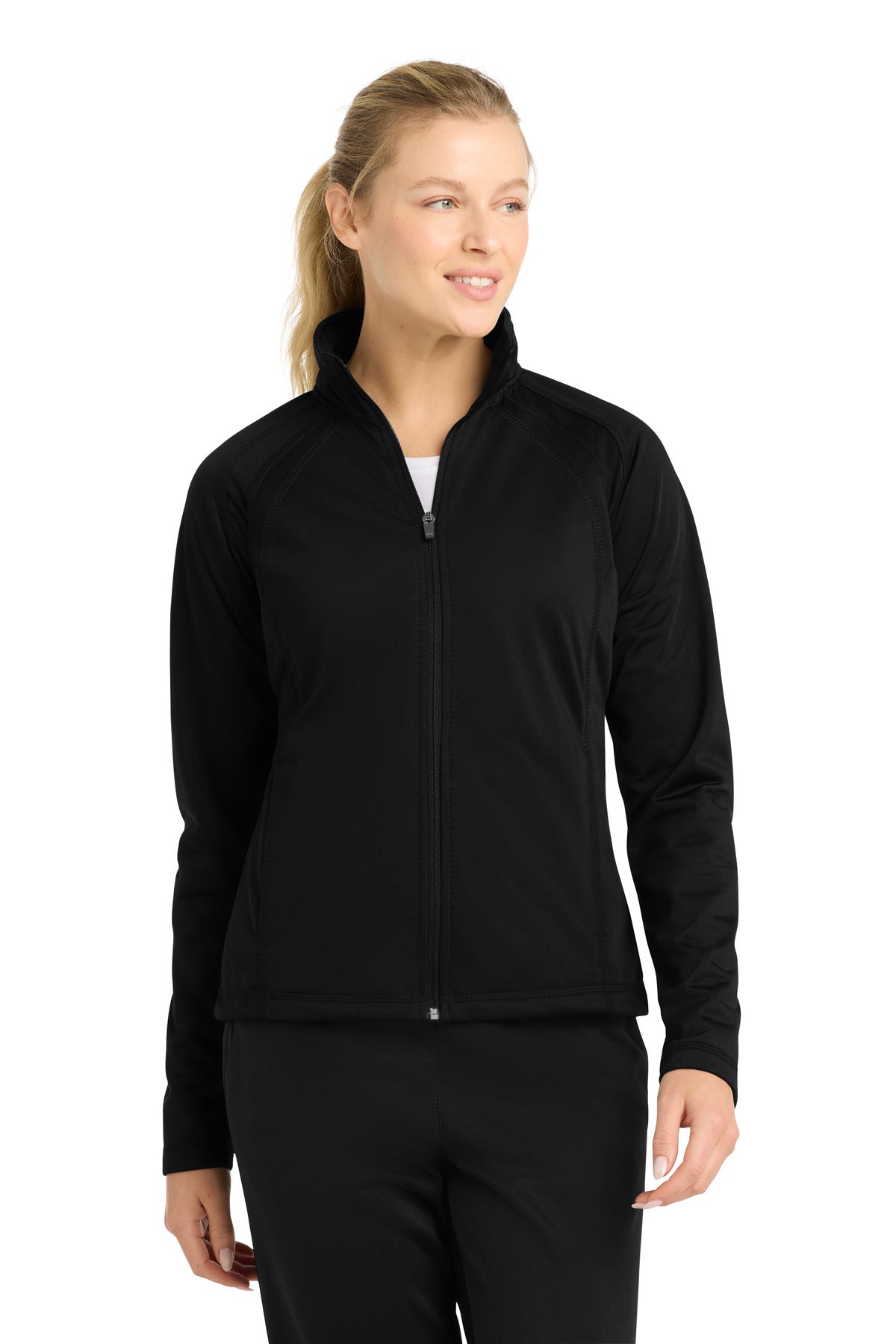 Sport-Tek® Women's Tricot Track Jacket. LST90 - Black/ Black - XS