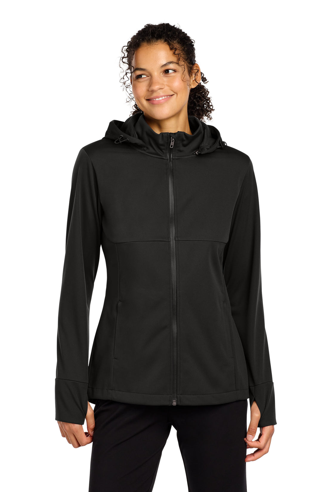 Sport-Tek® Women's Hooded Soft Shell Jacket LST980 - Deep Black - 3XL