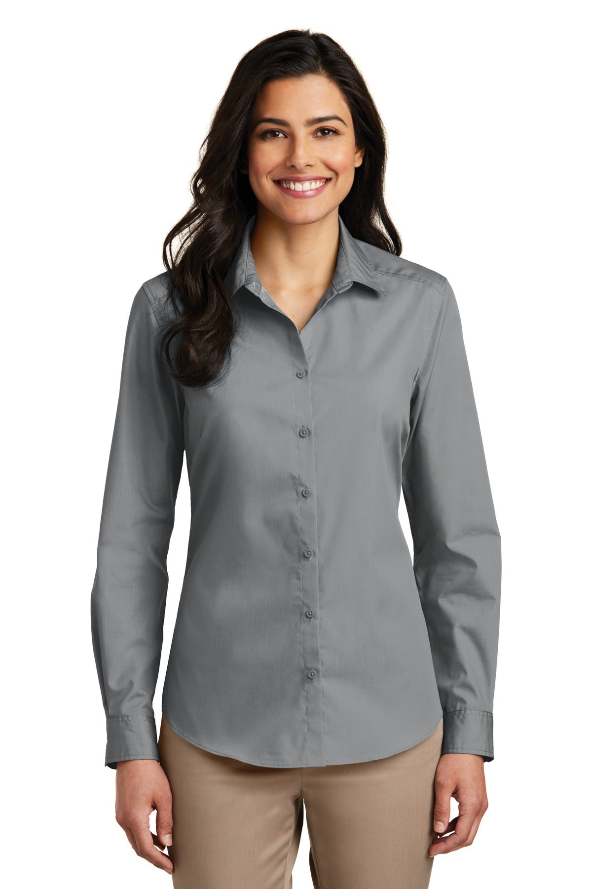 Port Authority® Women's Long Sleeve Carefree Poplin Shirt. LW100