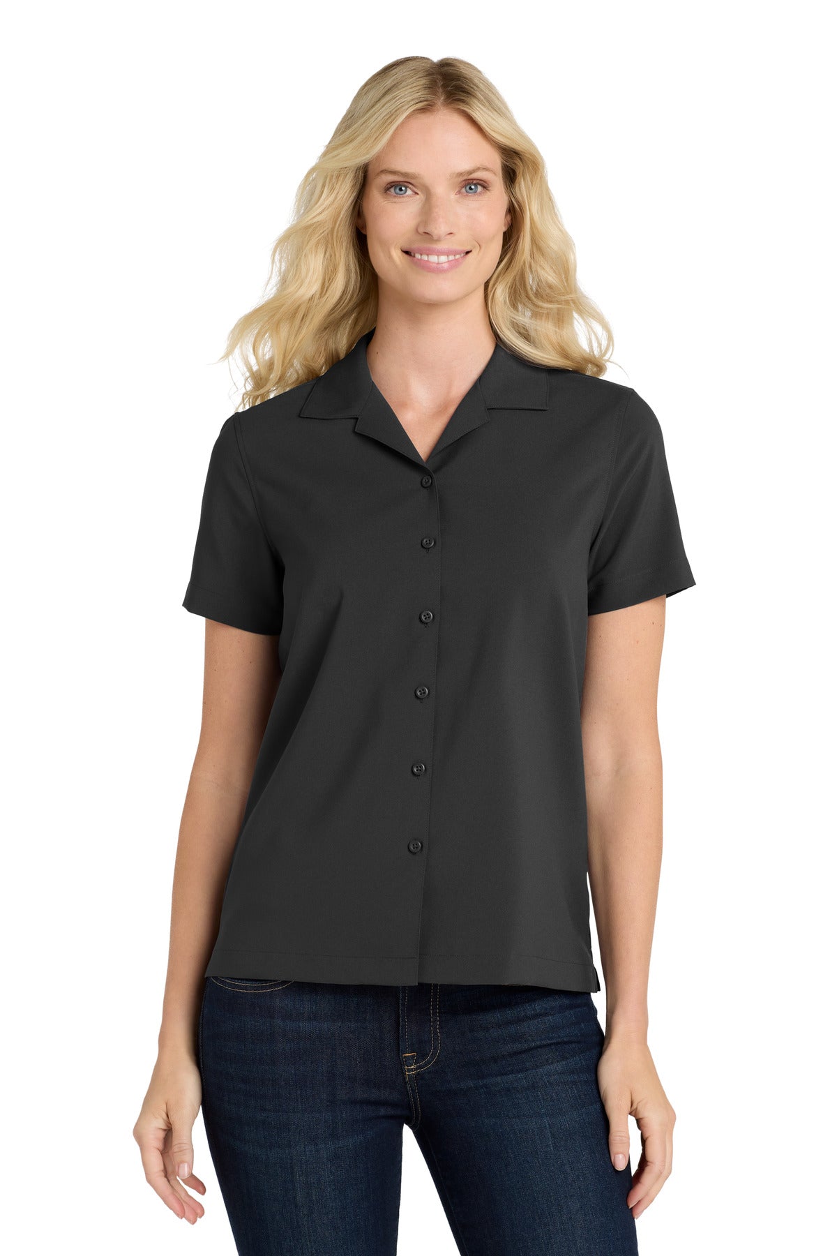 Port Authority® Women's Short Sleeve Performance Staff Shirt LW400 - Black - XS