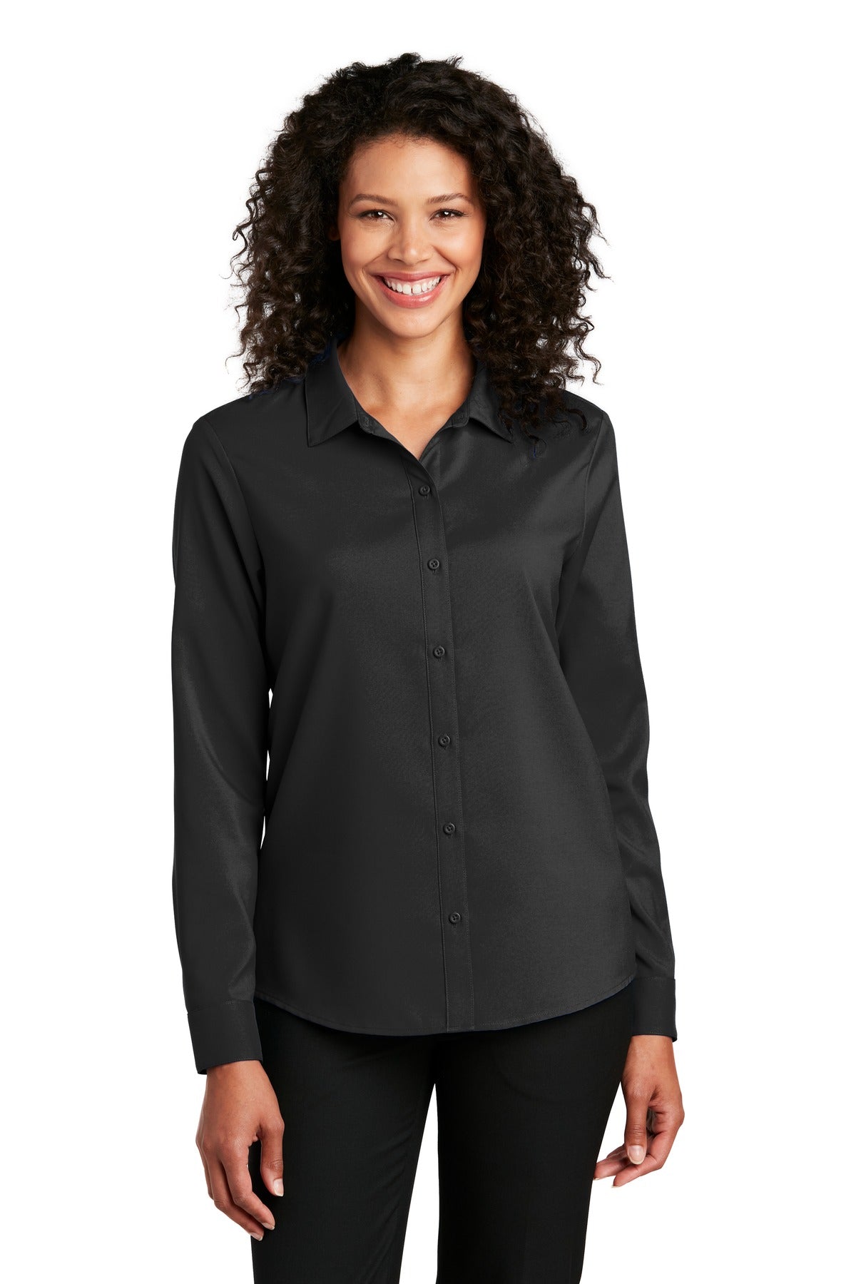Port Authority® Women's Long Sleeve Performance Staff Shirt LW401 - Black - XS