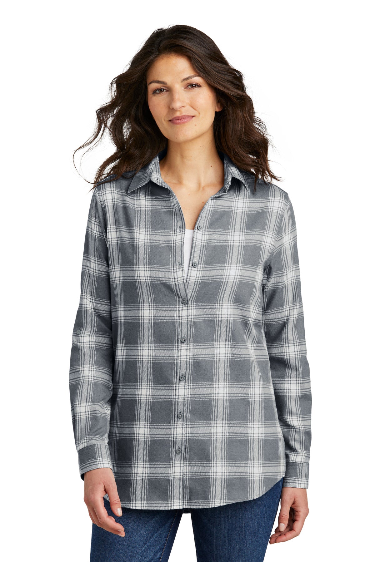 Port Authority® Women's Plaid Flannel Tunic . LW668