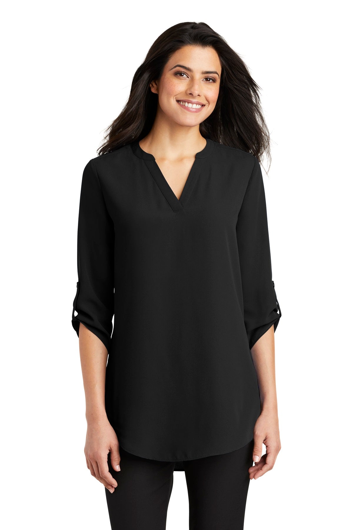 Port Authority® Women's 3/4-Sleeve Tunic Blouse. LW701 - Black - XS