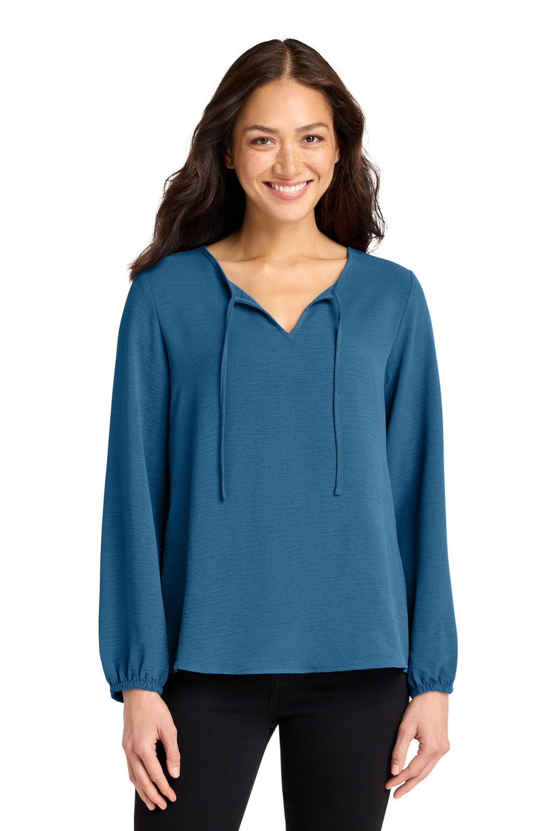 Port Authority® Women's Textured Crepe Blouse LW714 - Aegean Blue - 3XL