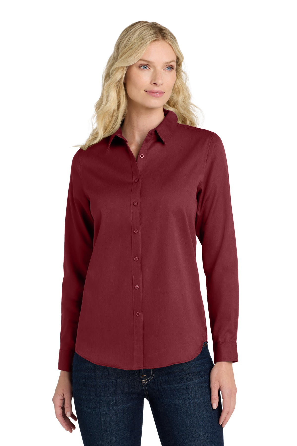 Port Authority® Women's Long Sleeve SuperPro ReactTwill Shirt. LW808 - Burgundy - 3XL