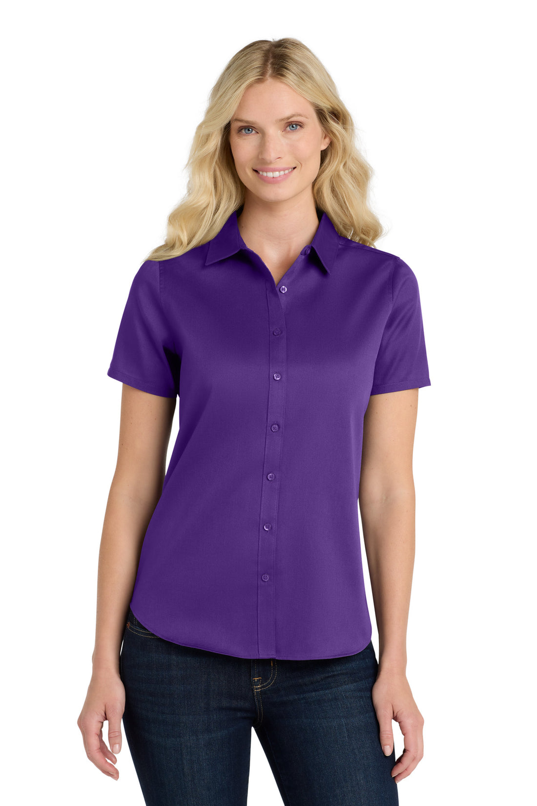 Port Authority® Women's Short Sleeve SuperPro ReactTwill Shirt. LW809