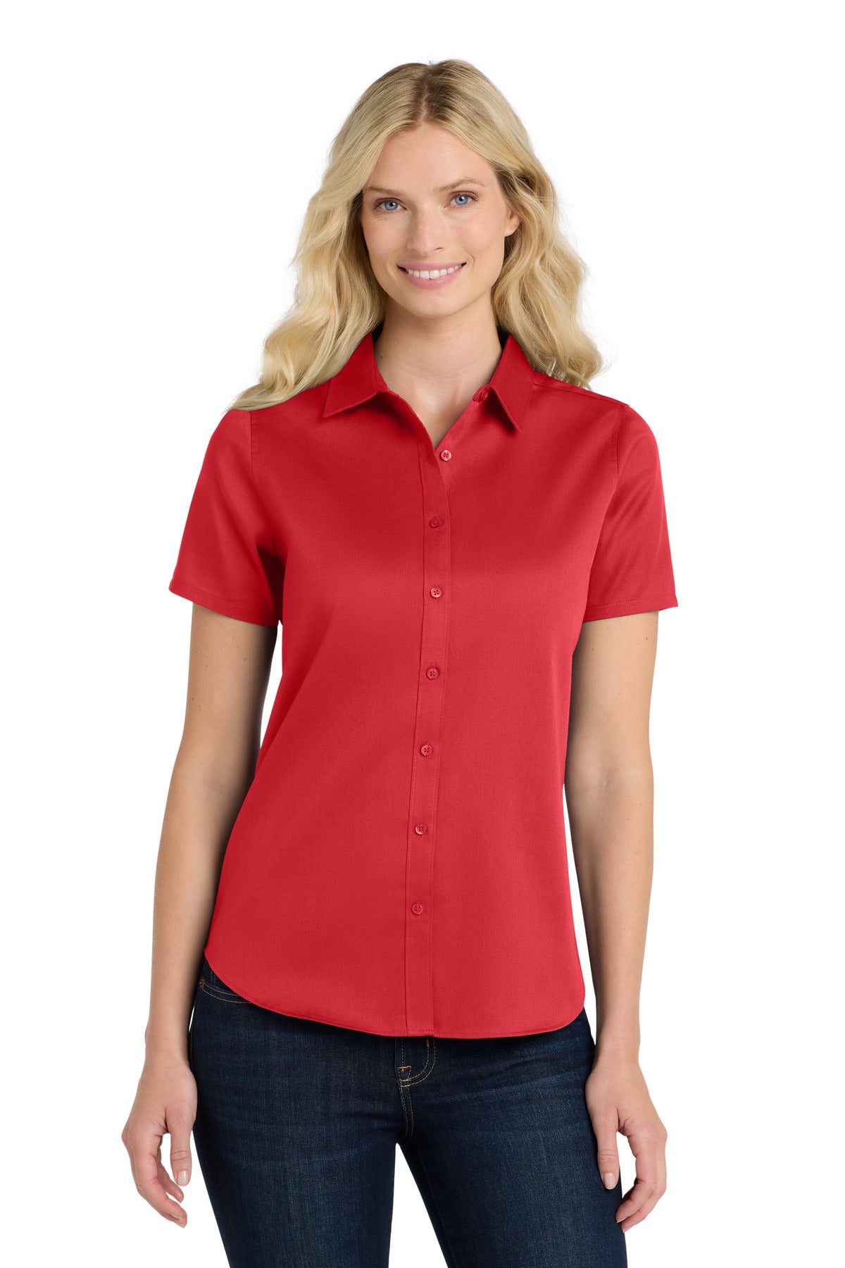 Port Authority® Women's Short Sleeve SuperPro ReactTwill Shirt. LW809