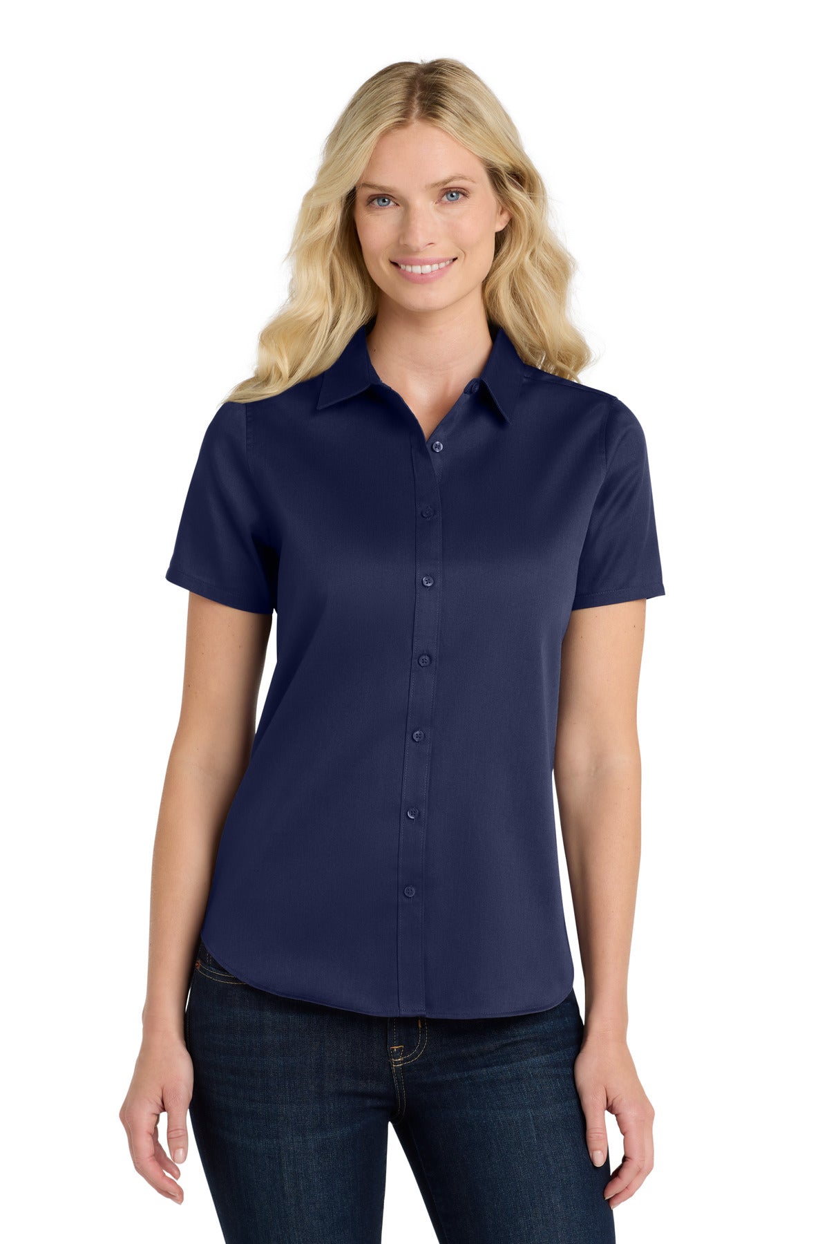 Port Authority® Women's Short Sleeve SuperPro ReactTwill Shirt. LW809