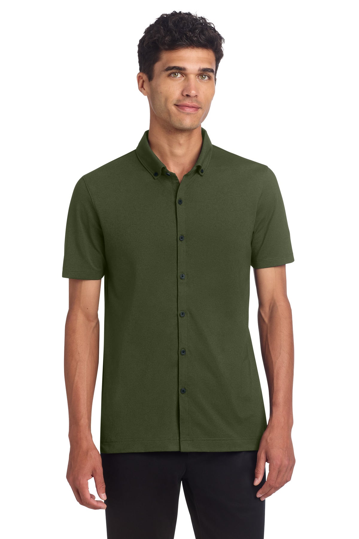 Mercer+Mettle® Stretch Pique Full-Button Polo MM1006
