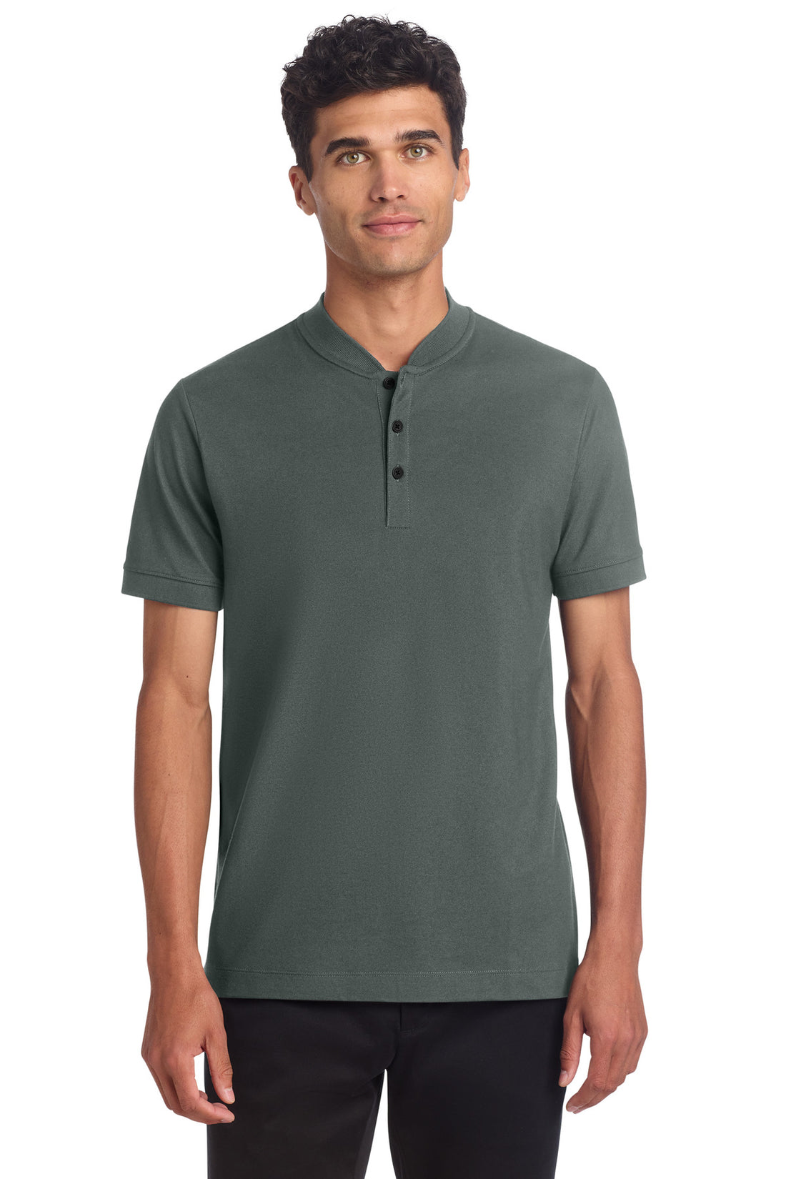 Mercer+Mettle® Stretch Pique Henley MM1008 - Anchor Grey - 2XL