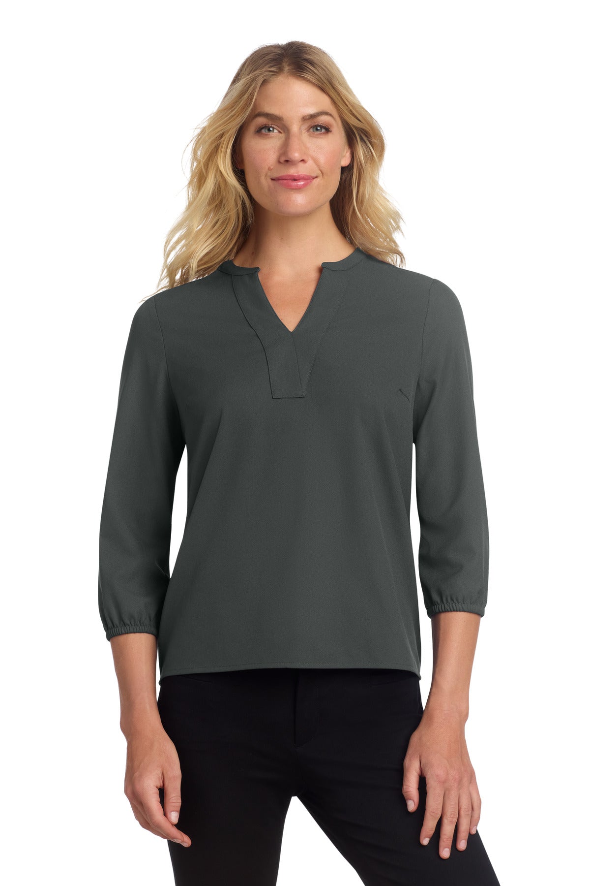 Mercer+Mettle® Women's Stretch Crepe 3/4-Sleeve Blouse MM2011 - Anchor Grey - 2XL