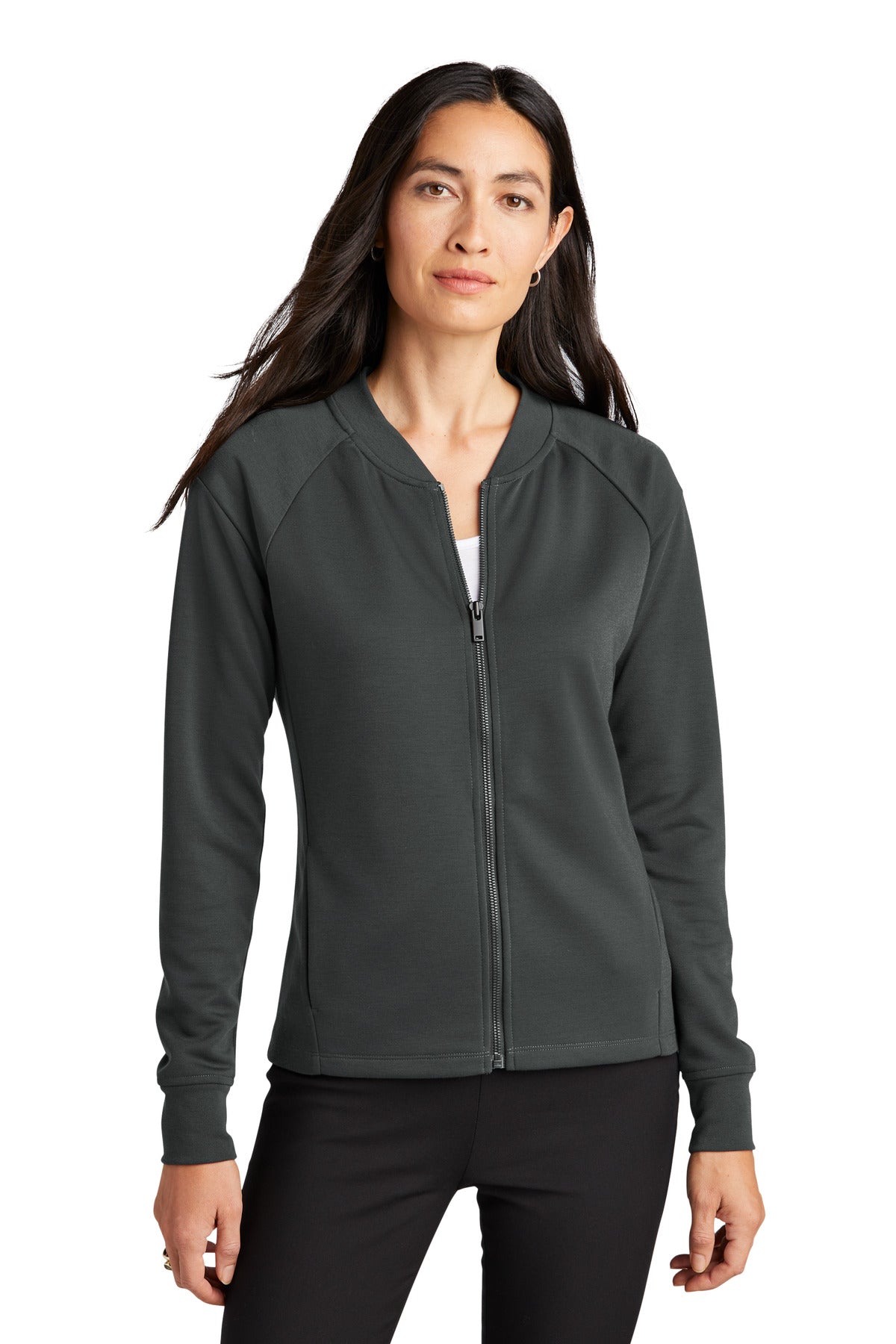 Mercer+Mettle® Women's Double-Knit Bomber MM3001 - Anchor Grey - 2XL