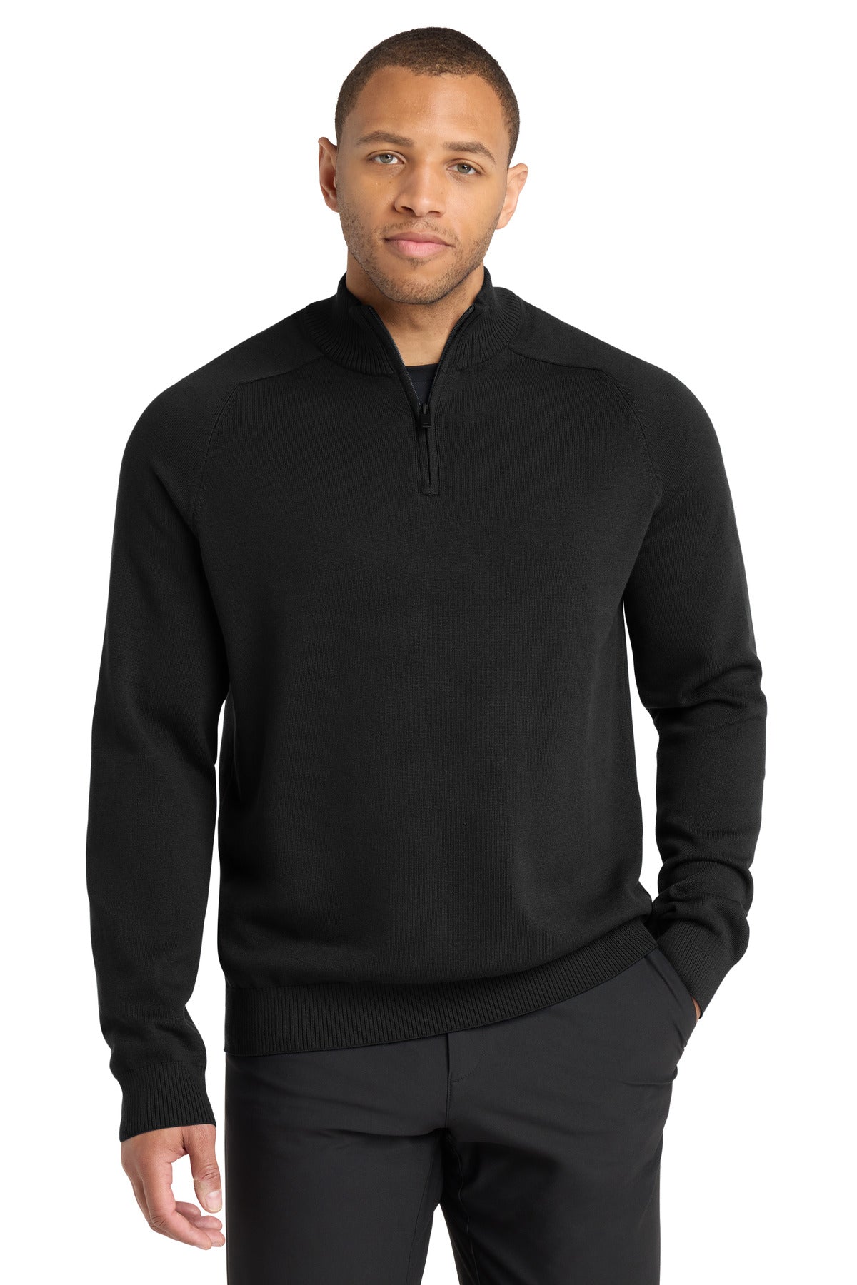 Mercer+Mettle® 1/4-Zip Sweater MM3020 - Deep Black - 2XL