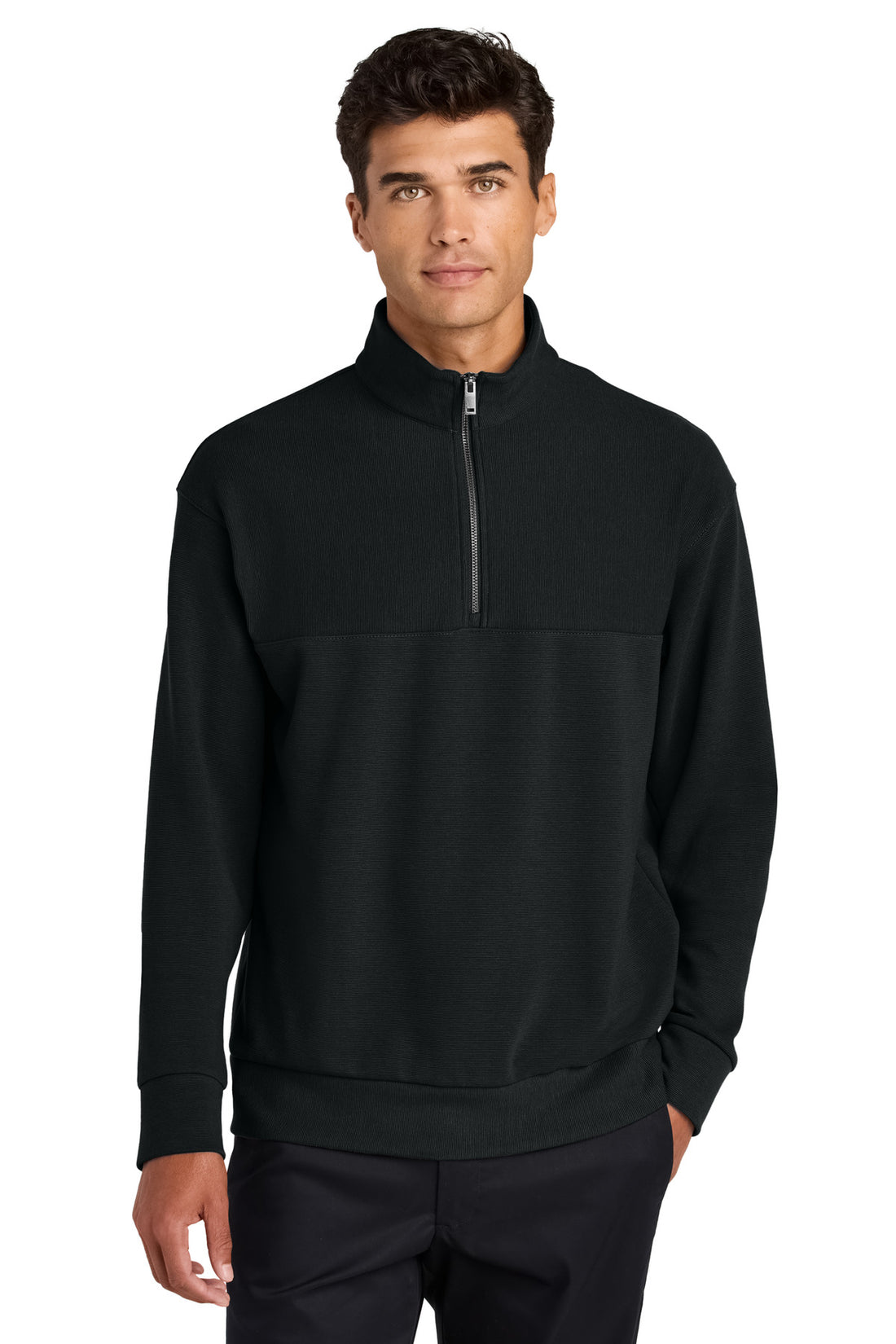 Mercer+Mettle® Linear Texture 1/4-Zip MM3040 - Deep Black - 2XL