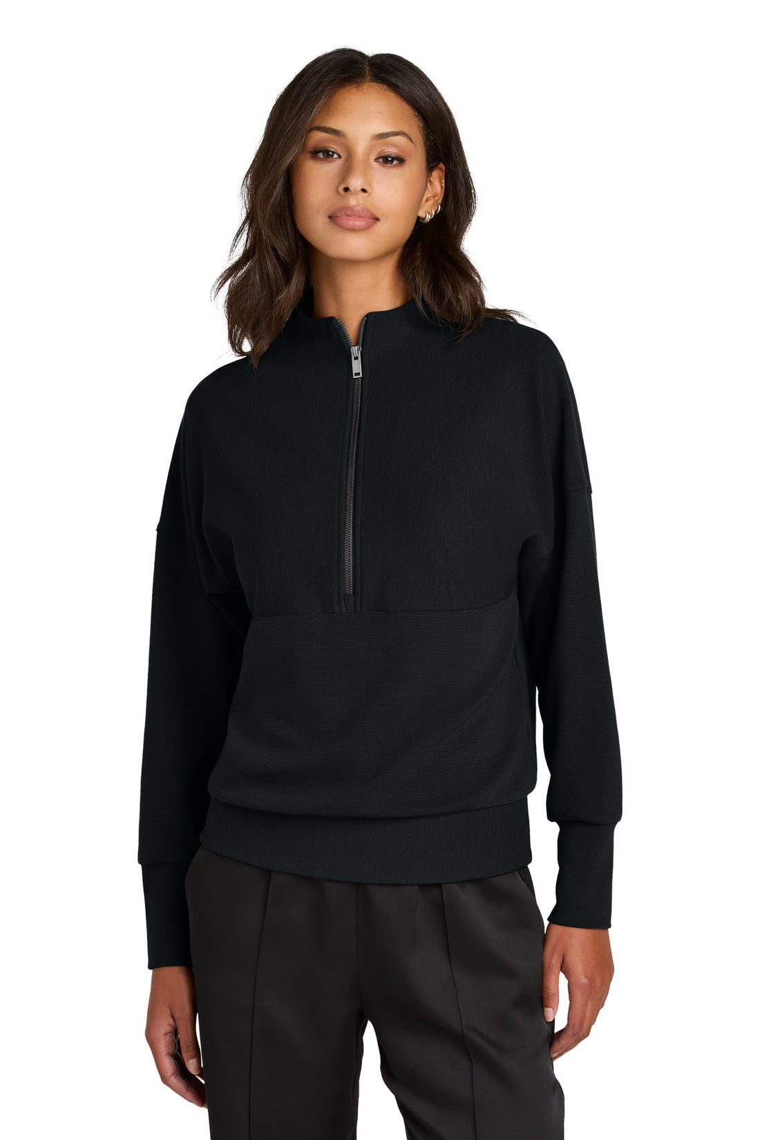 Mercer+Mettle® Women's Linear Texture 1/4-Zip MM3041 - Deep Black - 2XL