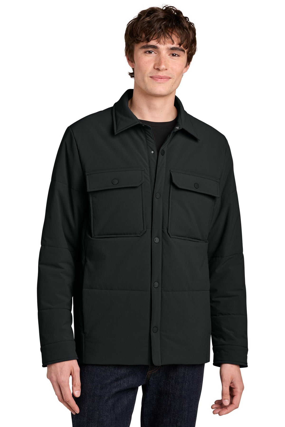 MiiR® Sashiko Stretch Puffy Shacket MRA444 - Pitch Black - 2XL