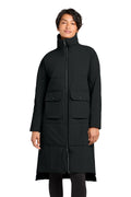 MiiR® Women's Sashiko Stretch Puffy Long Jacket MRAW445 - Pitch Black - 2XL