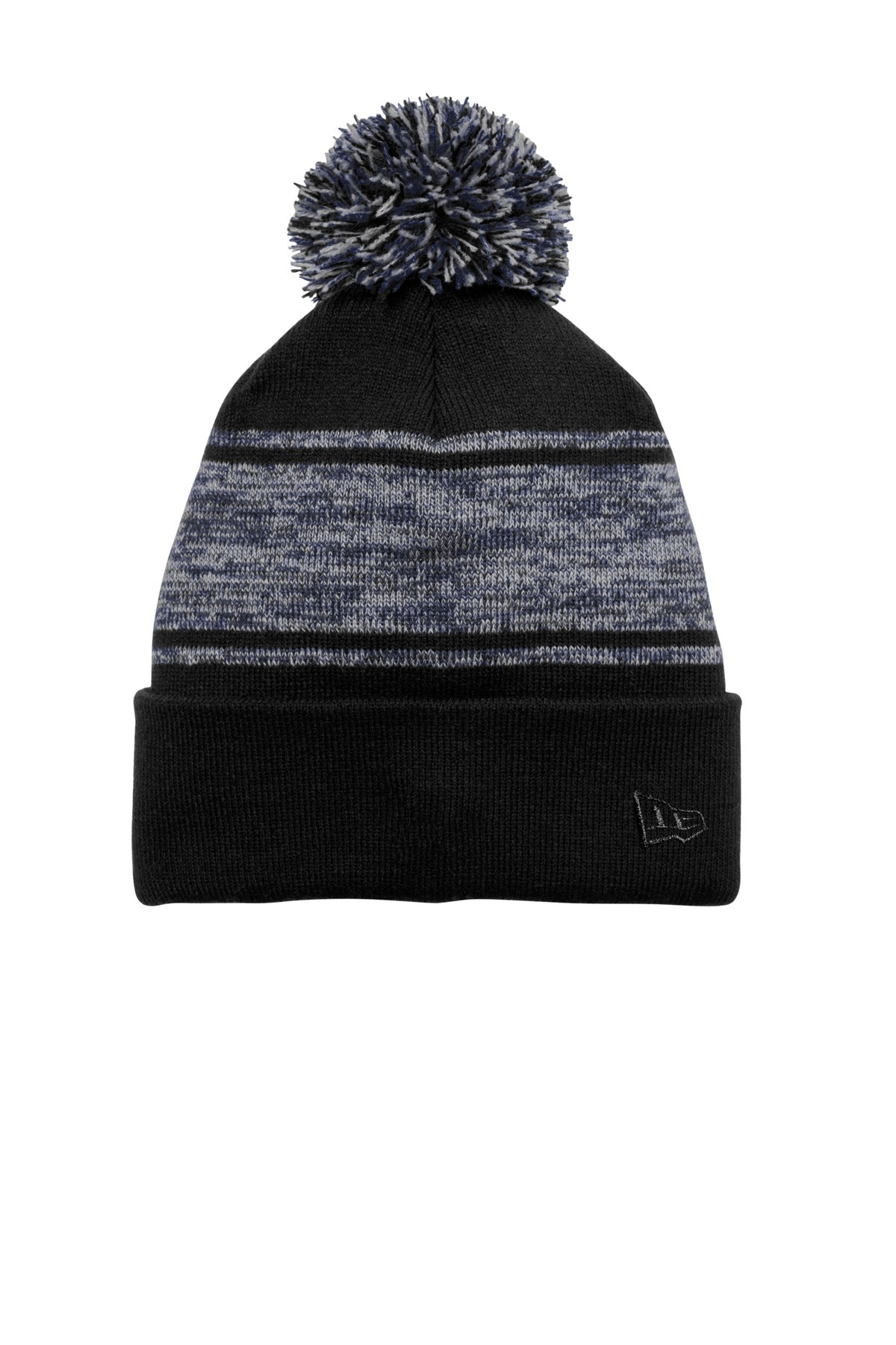 New Era® Knit Chilled Pom Beanie NE909 - Black/ Deep Navy - OSFA