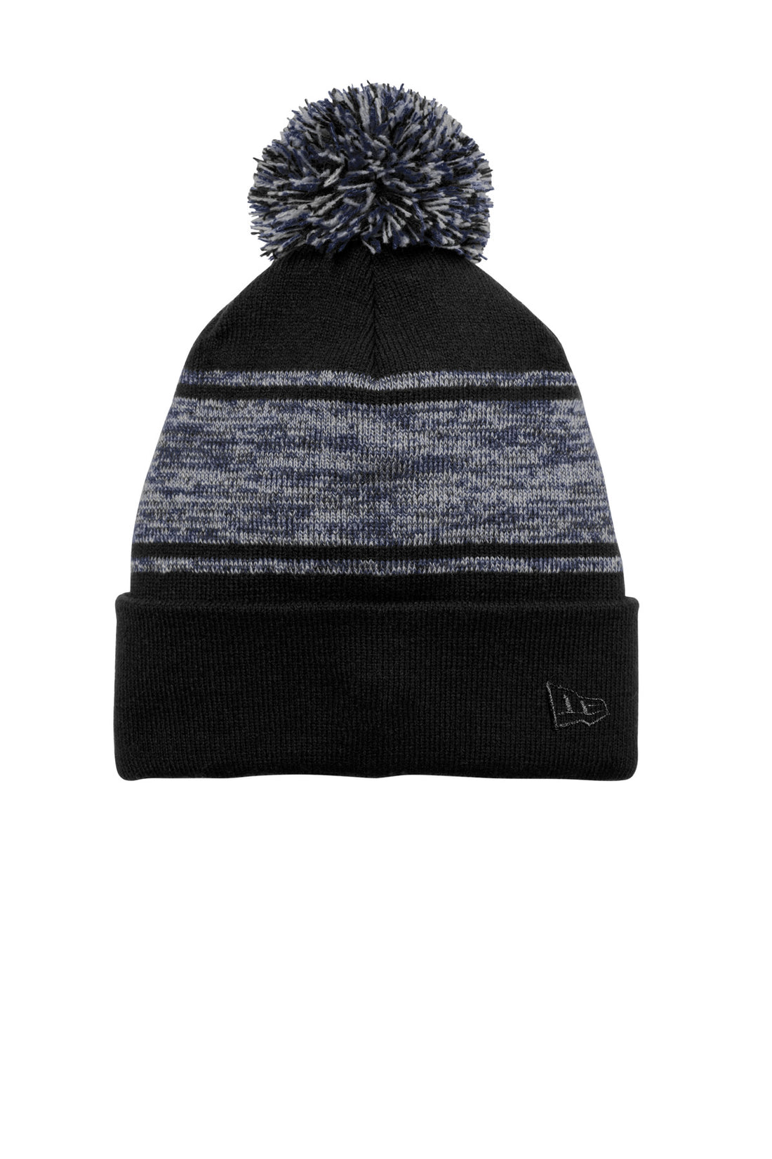 New Era® Knit Chilled Pom Beanie NE909 - Black/ Deep Navy - OSFA