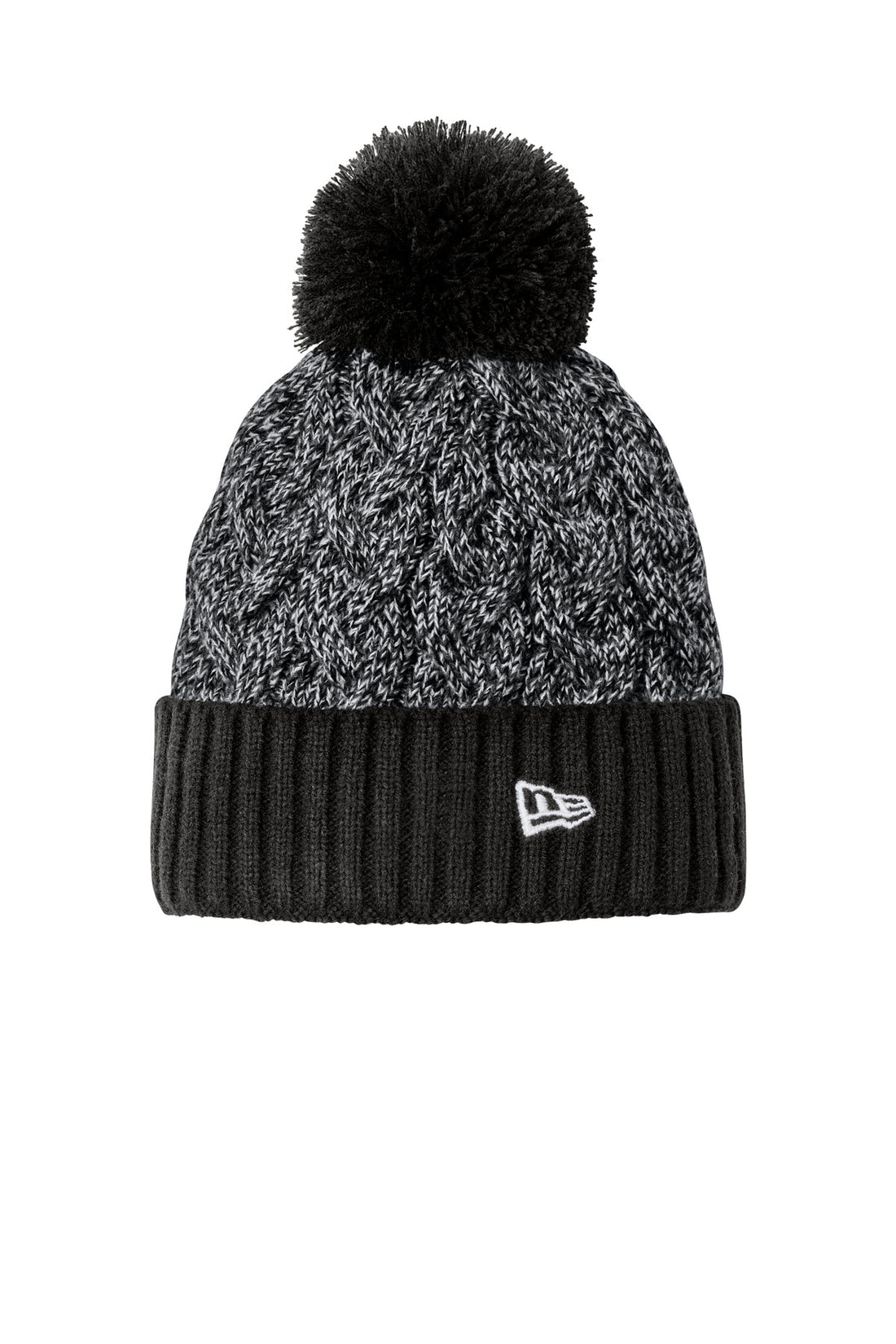 New Era® Marled Knit Pom Beanie NE910 - Black/ Graphite/ White - OSFA