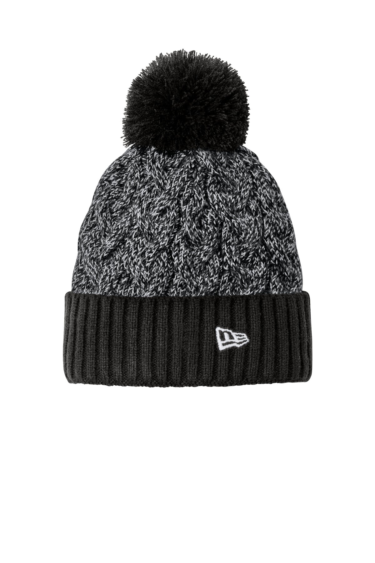 New Era® Marled Knit Pom Beanie NE910 - Black/ Graphite/ White - OSFA