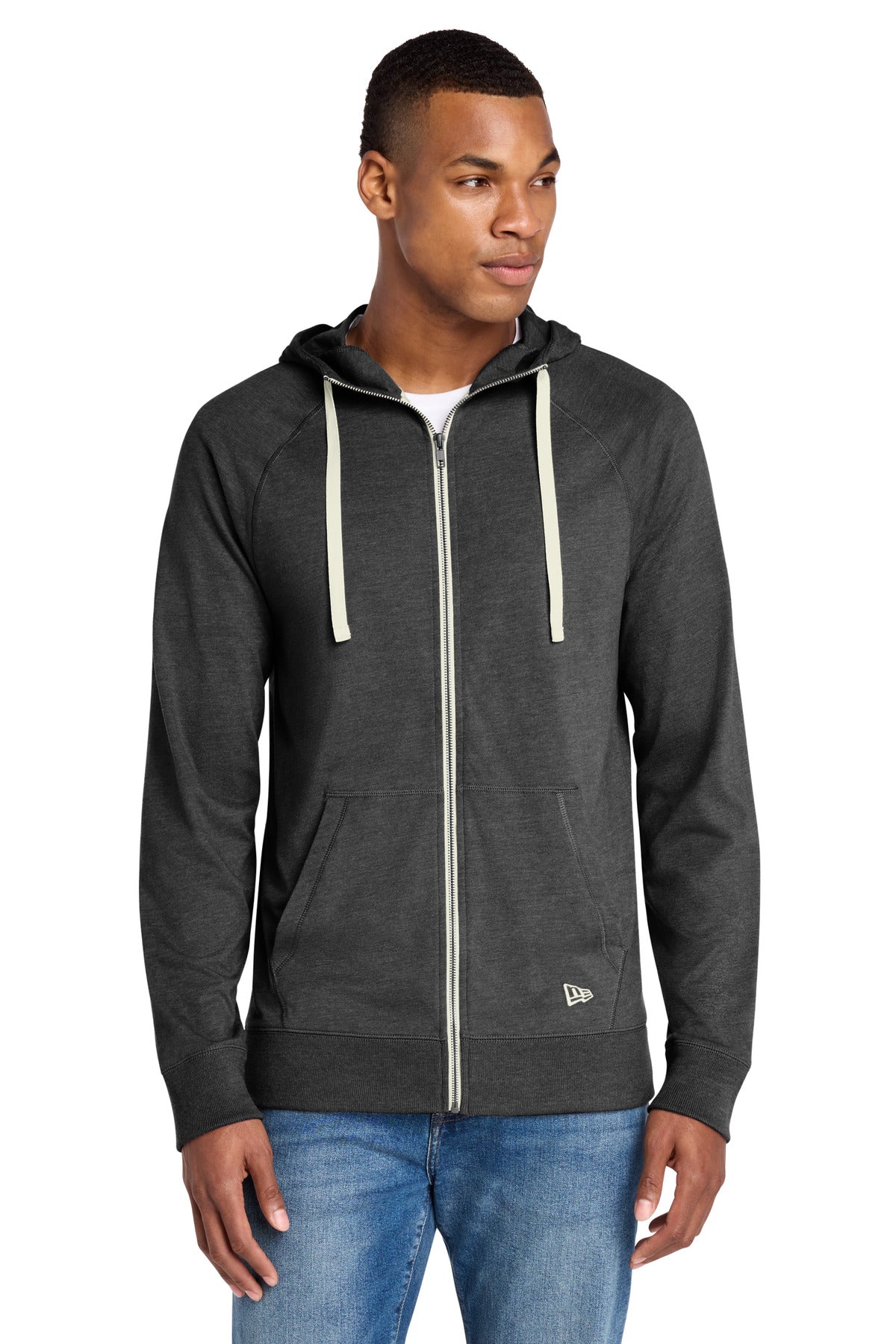 New Era ® Sueded Cotton Blend Full-Zip Hoodie. NEA122 - Black Heather - 2XL
