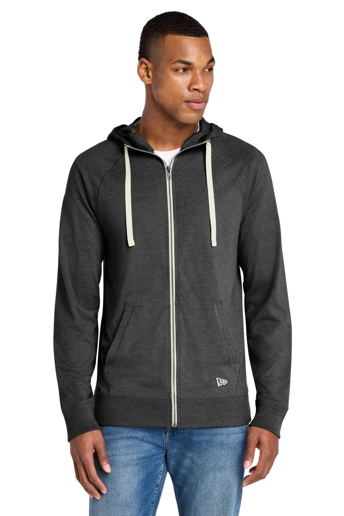 New Era ® Sueded Cotton Blend Full-Zip Hoodie. NEA122 - Black Heather - 2XL