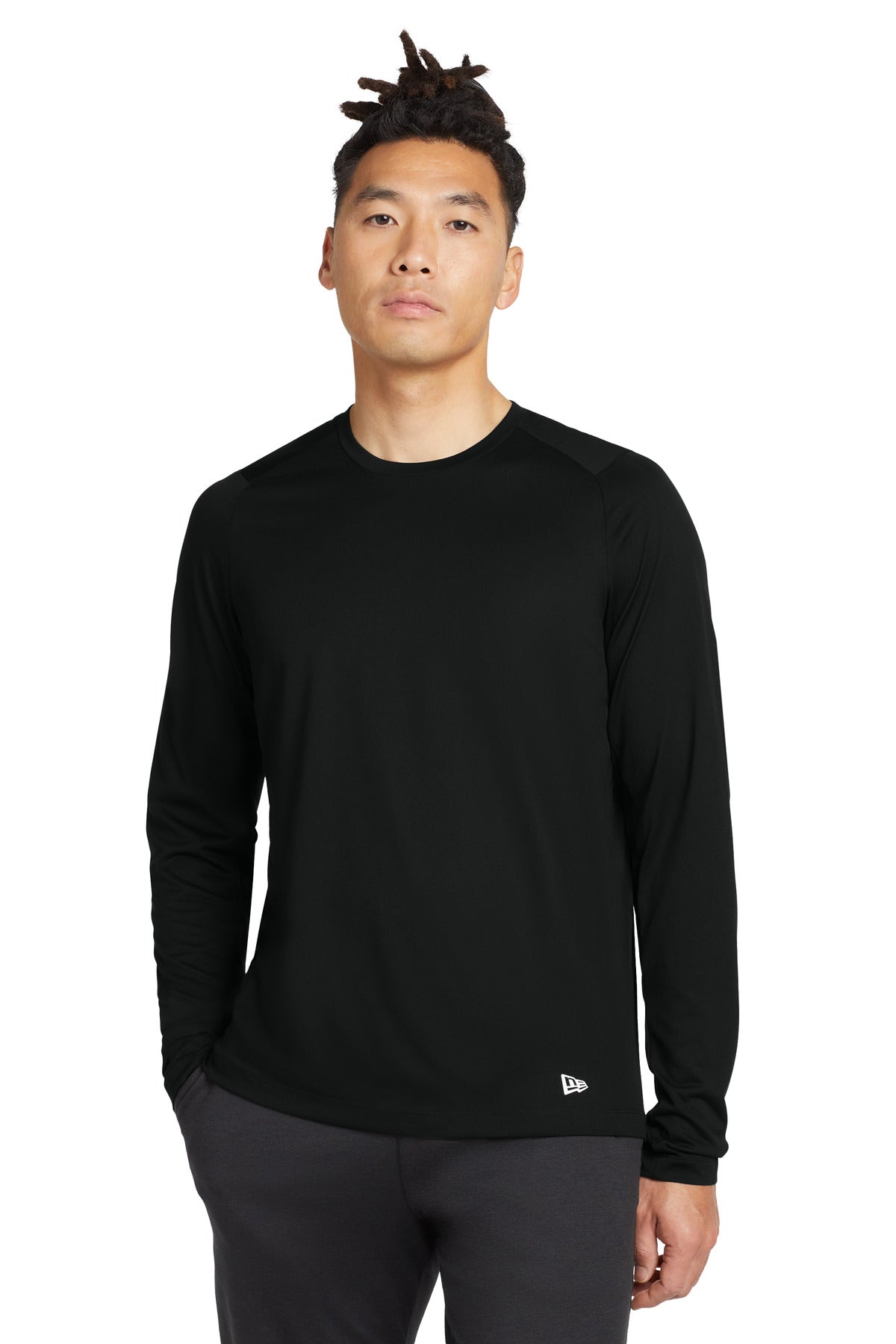 New Era ® Series Performance Long Sleeve Crew Tee. NEA201 - Black Solid - 2XL
