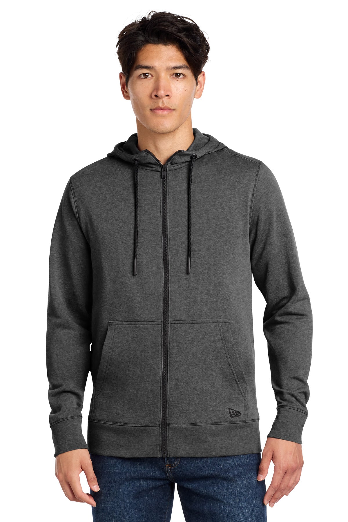 New Era ® Tri-Blend Fleece Full-Zip Hoodie NEA511 - Black Heather - 2XL
