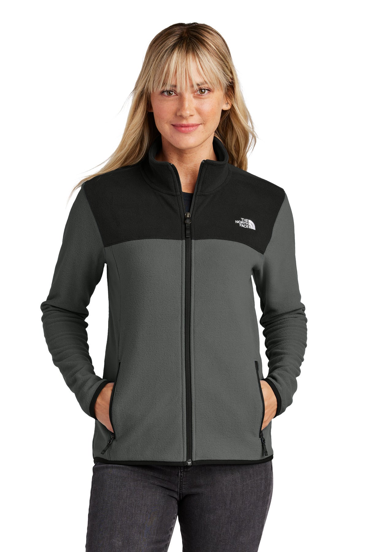 The North Face® Women's Glacier Full-Zip Fleece Jacket NF0A7V4K - Asphalt Grey/ TNF Black - 2XL