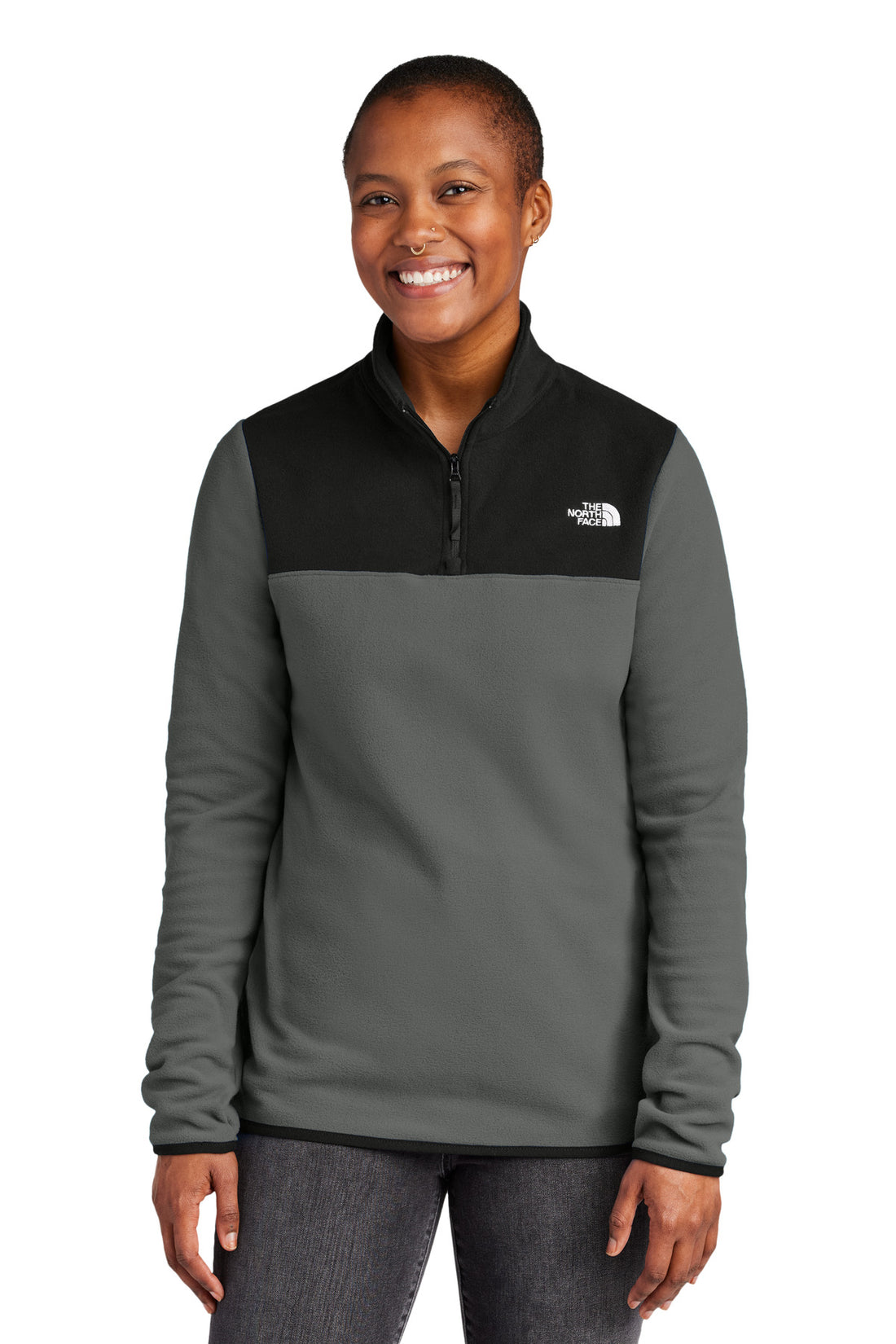 The North Face® Women's Glacier 1/4-Zip Fleece NF0A7V4M - Asphalt Grey/ TNF Black - 2XL