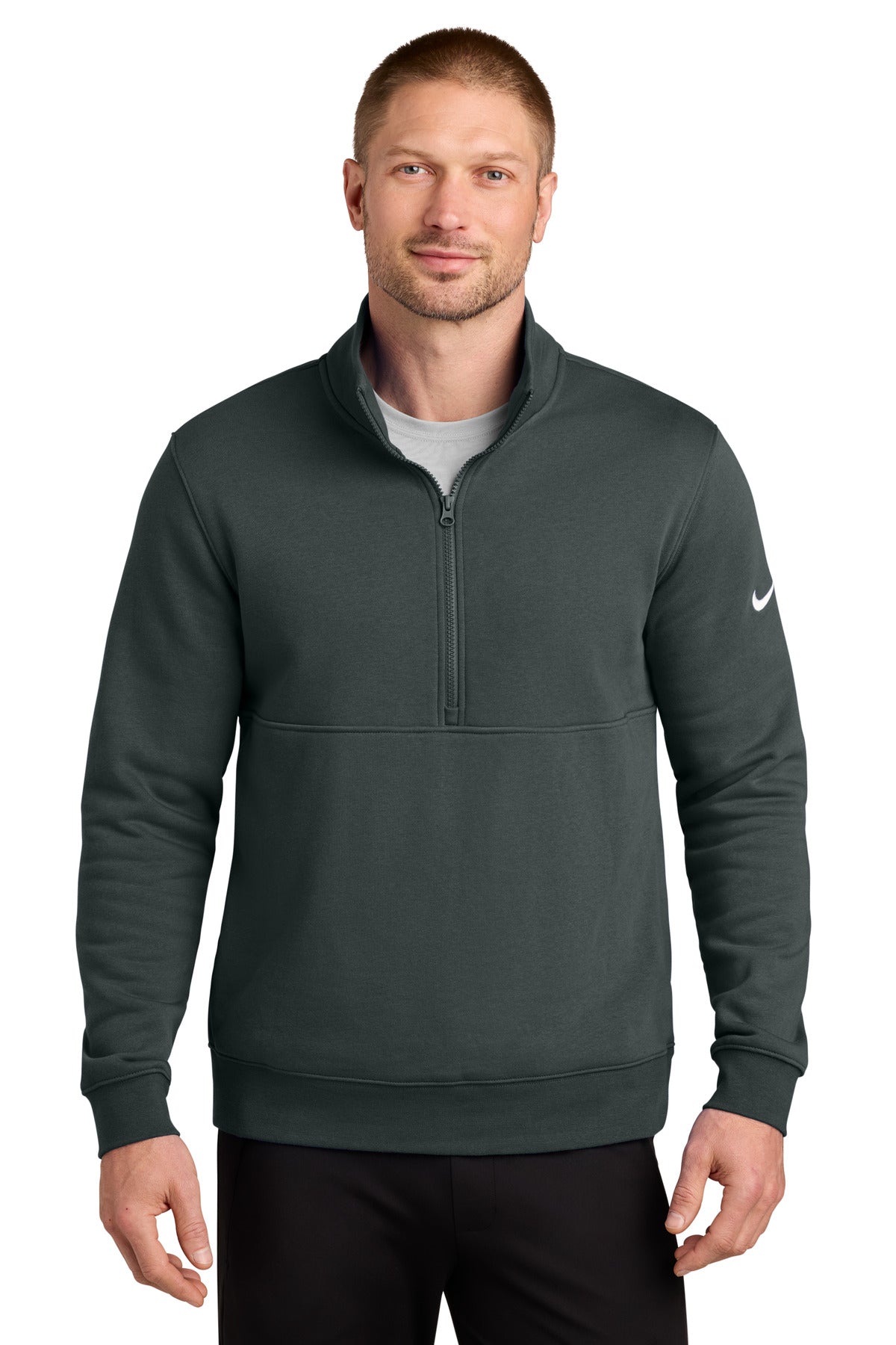 Nike Club Fleece Sleeve Swoosh 1/2-Zip NKDX6718 - Anthracite - 2XL