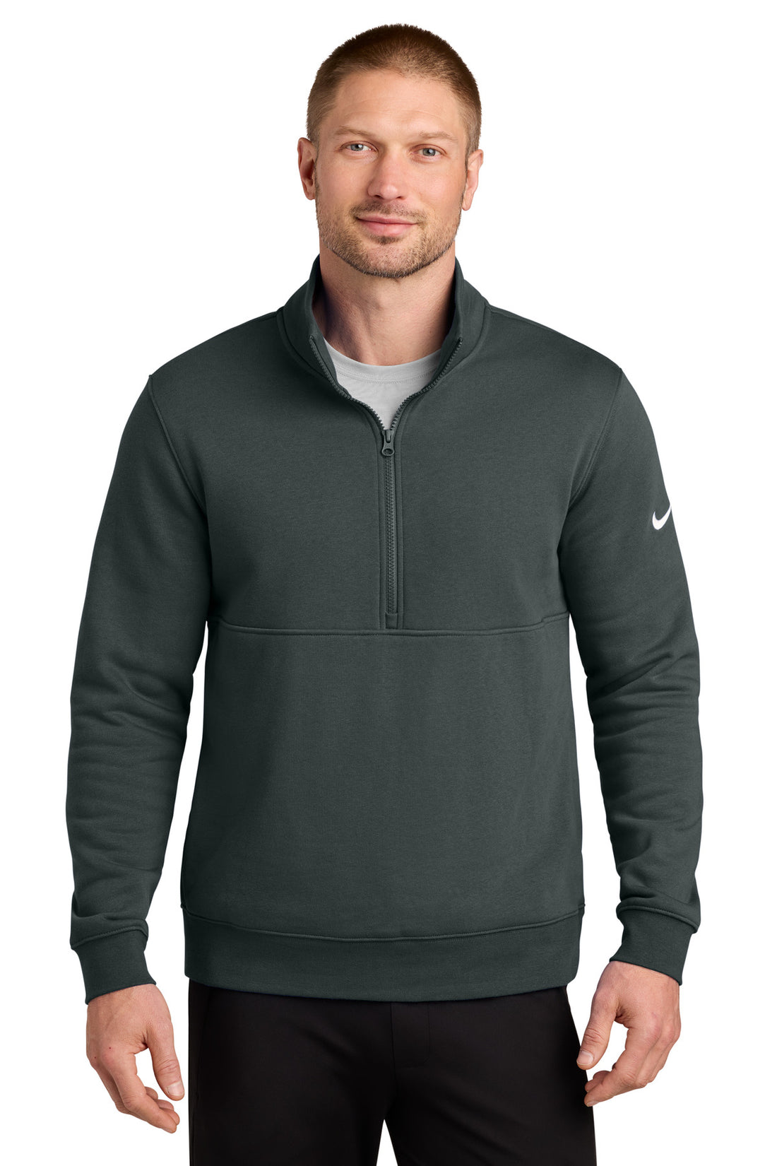Nike Club Fleece Sleeve Swoosh 1/2-Zip NKDX6718 - Anthracite - 2XL