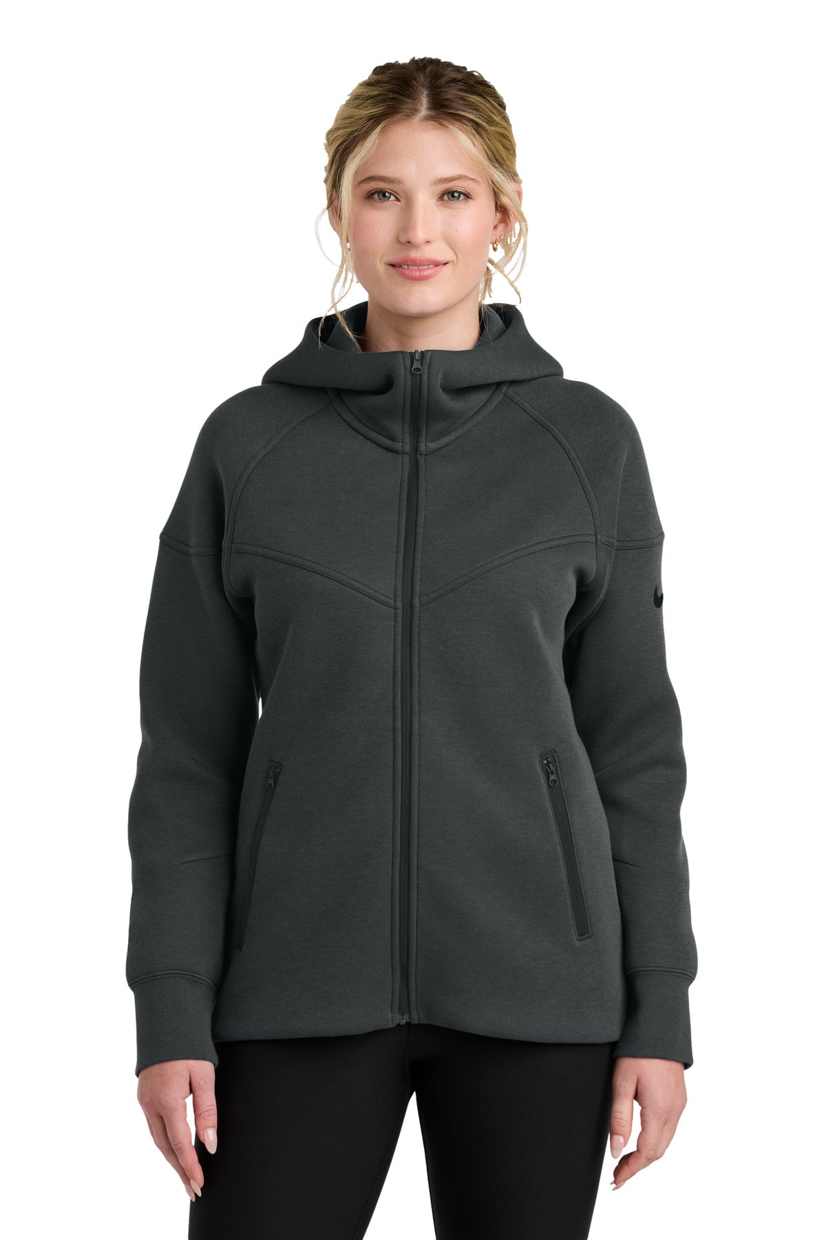 Nike Women's Tech Fleece Full-Zip Hoodie NKFQ4798 - Anthracite Heather - 2XL